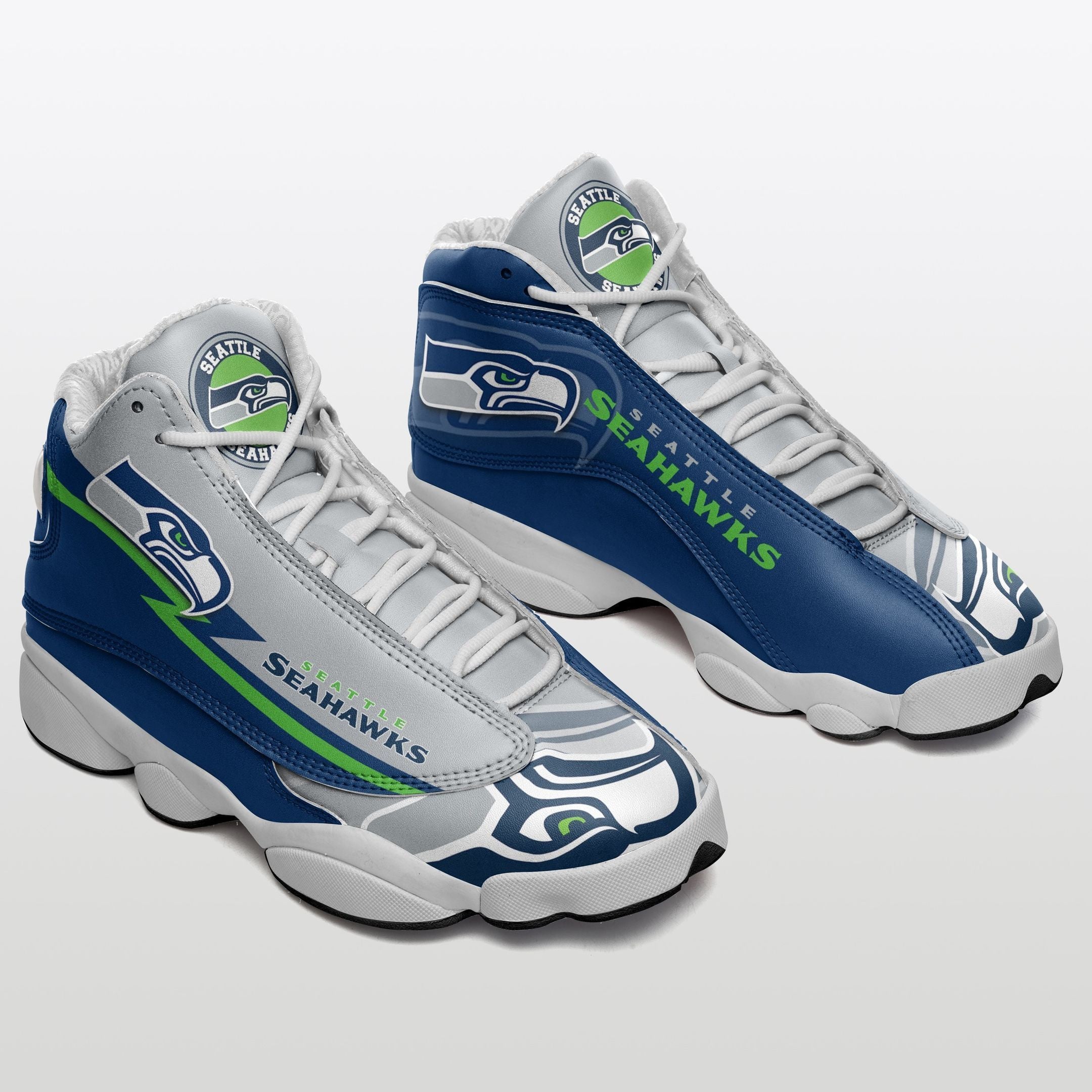 Ideafootwear Seattle Seahawks NFL AJ13 Sneakers Shoes For Men And Women