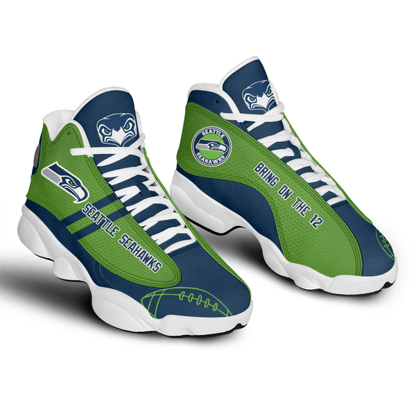Ideafootwear Seattle Seahawks NFL AJ13 Sneakers Shoes For Men And Women