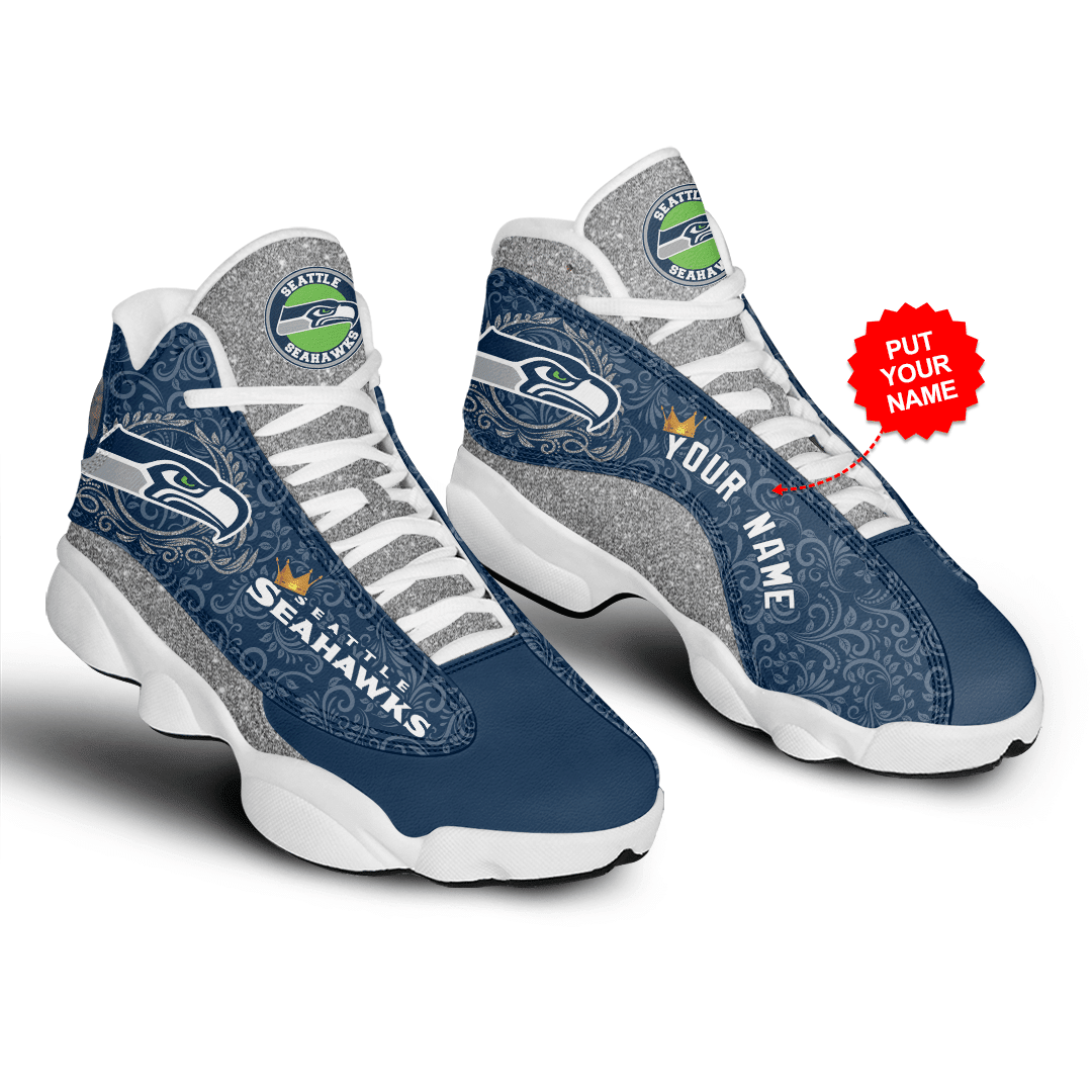 Ideafootwear Seattle Seahawks NFL AJ13 Sneakers Shoes For Men And Women