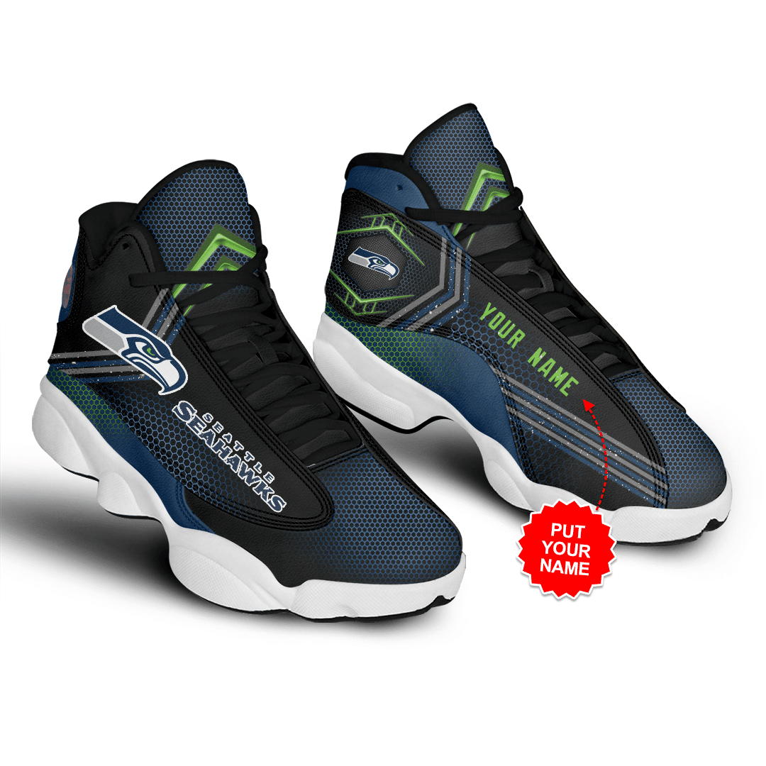 Ideafootwear Seattle Seahawks NFL AJ13 Sneakers Shoes For Men And Women