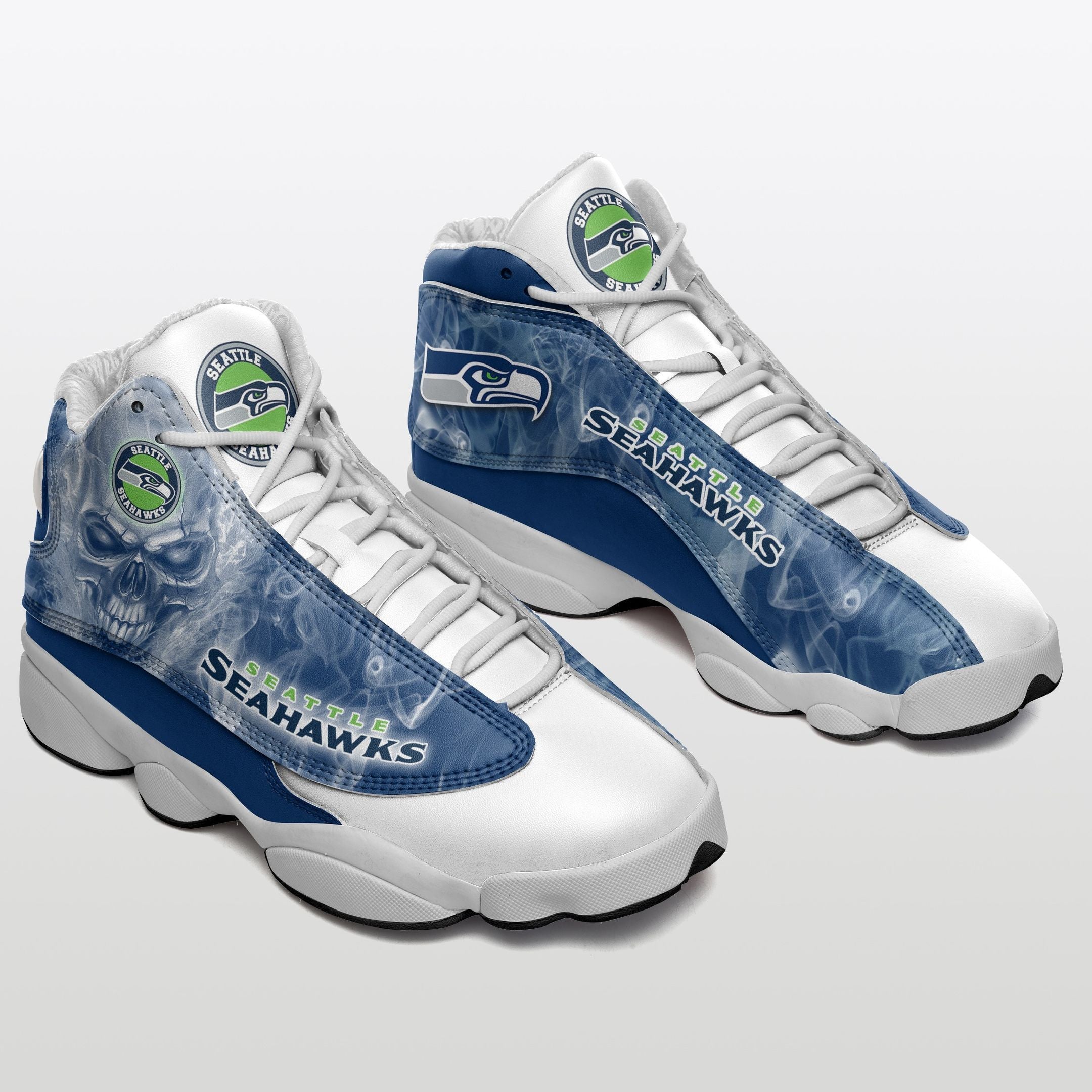Ideafootwear Seattle Seahawks NFL AJ13 Sneakers Shoes For Men And Women
