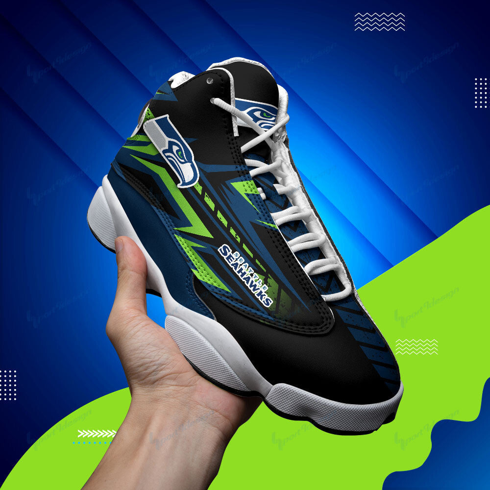 Ideafootwear Seattle Seahawks NFL AJ13 Sneakers Shoes For Men And Women