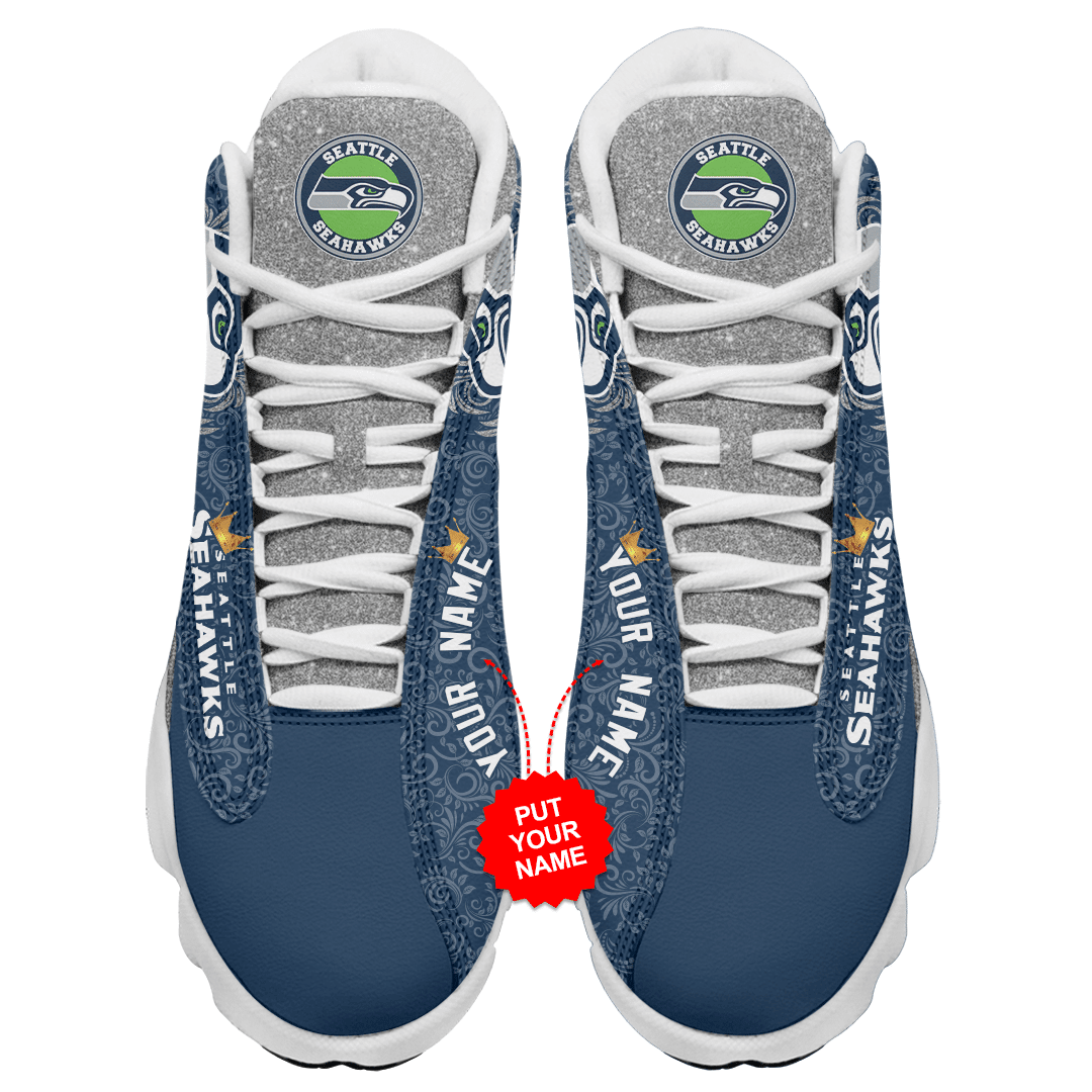 Ideafootwear Seattle Seahawks NFL AJ13 Sneakers Shoes For Men And Women
