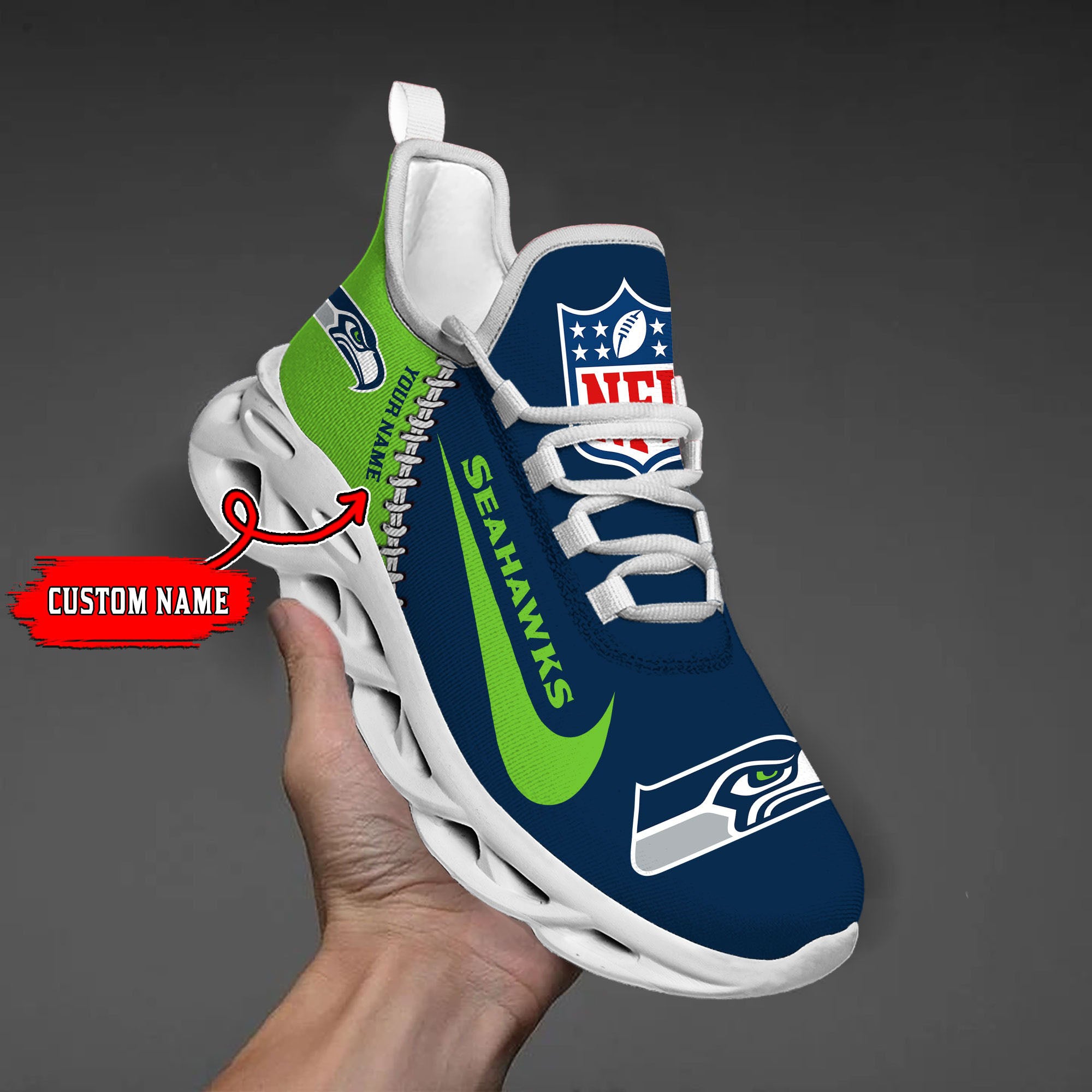 Ideafootwear Seattle Seahawks NFL Max Soul Shoes Sneakers For Men And Women