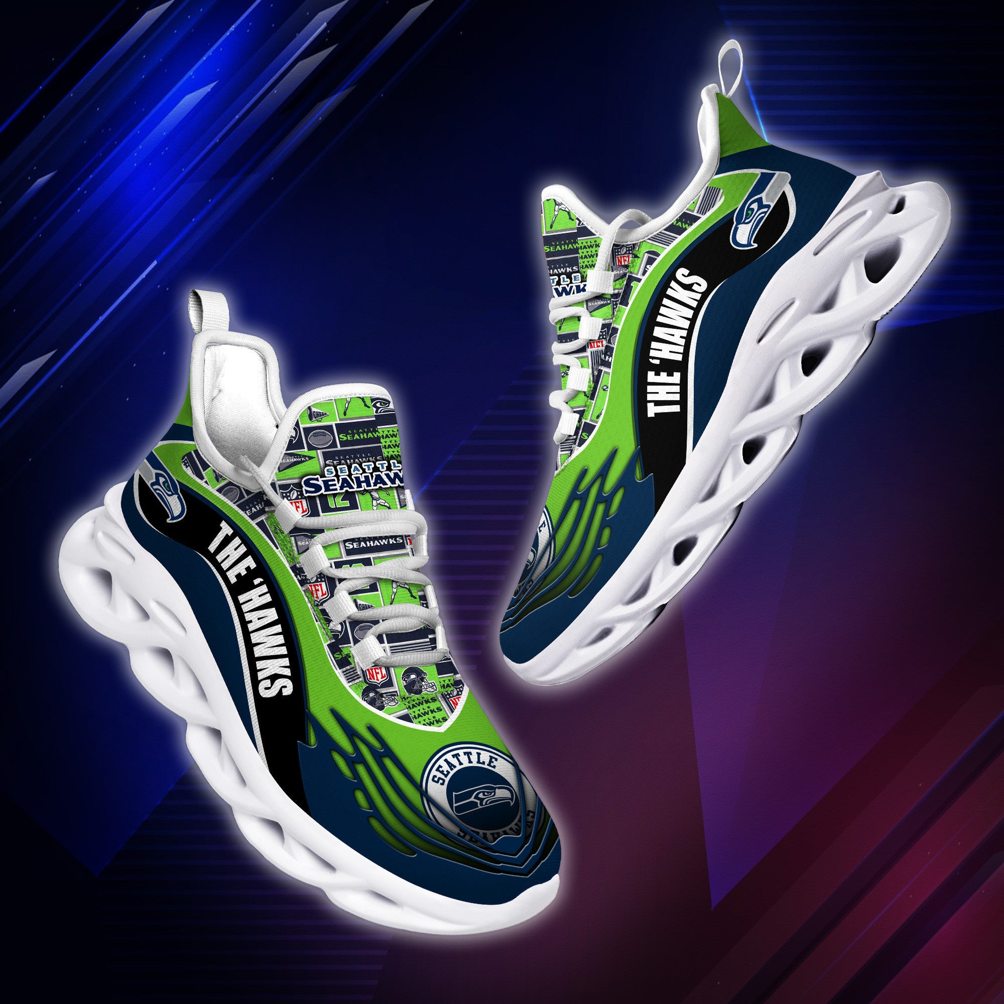 Ideafootwear Seattle Seahawks NFL Max Soul Shoes Sneakers For Men And Women