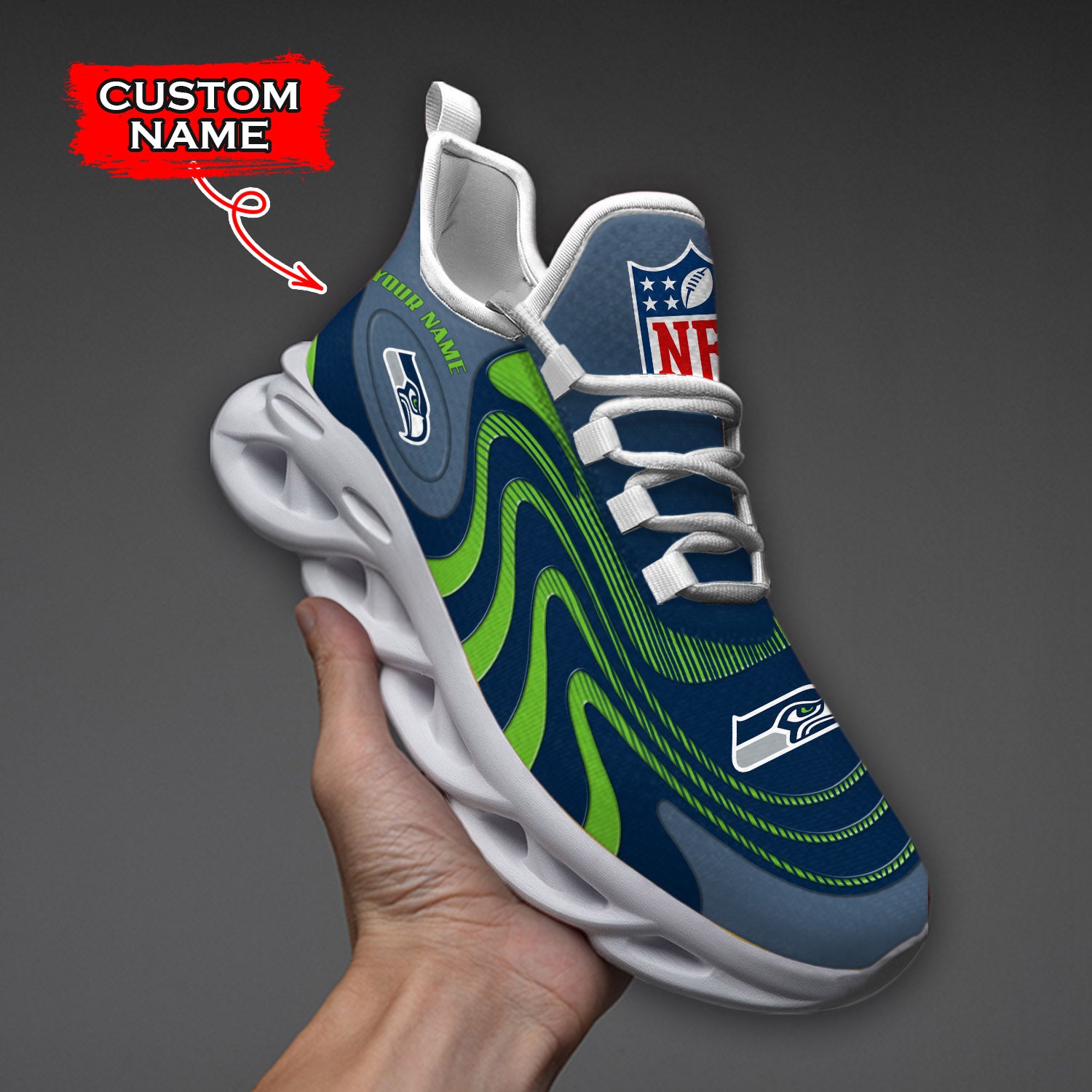 Ideafootwear Seattle Seahawks NFL Max Soul Shoes Sneakers For Men And Women