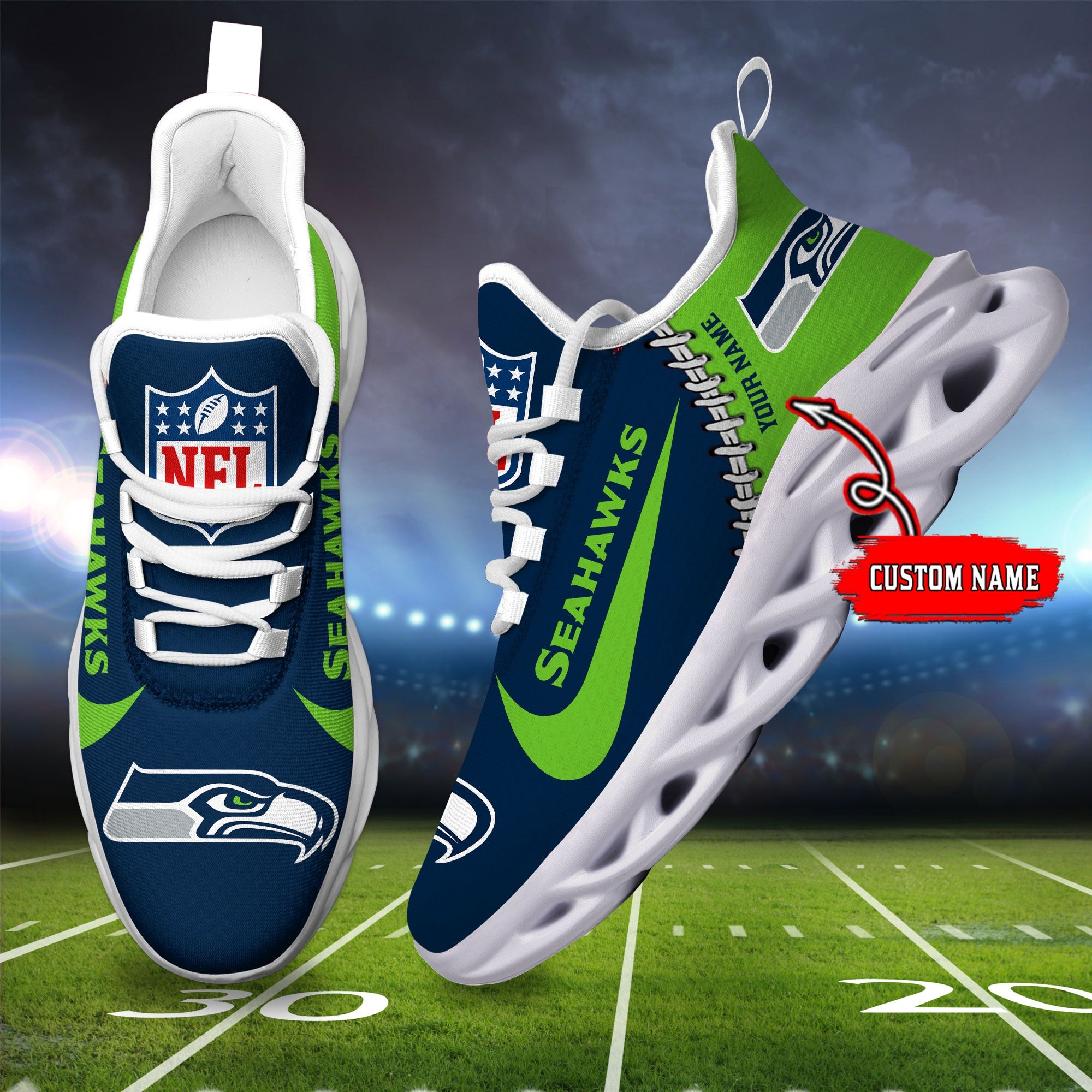 Ideafootwear Seattle Seahawks NFL Max Soul Shoes Sneakers For Men And Women