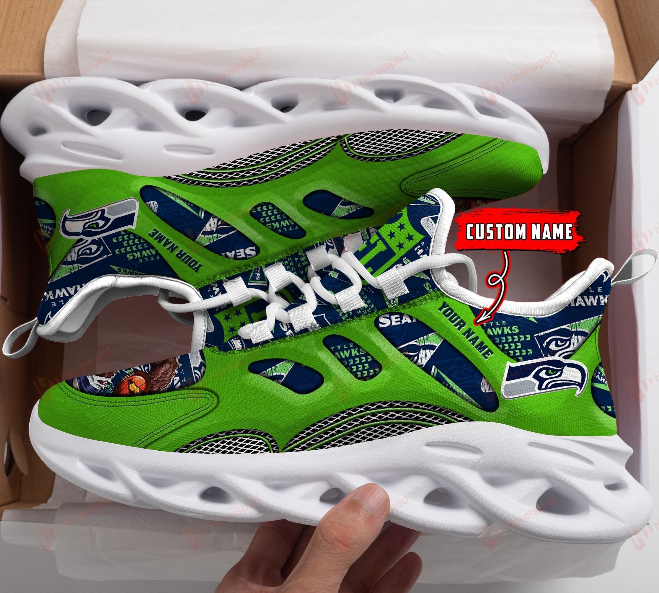 Ideafootwear Seattle Seahawks NFL Max Soul Shoes Sneakers For Men And Women