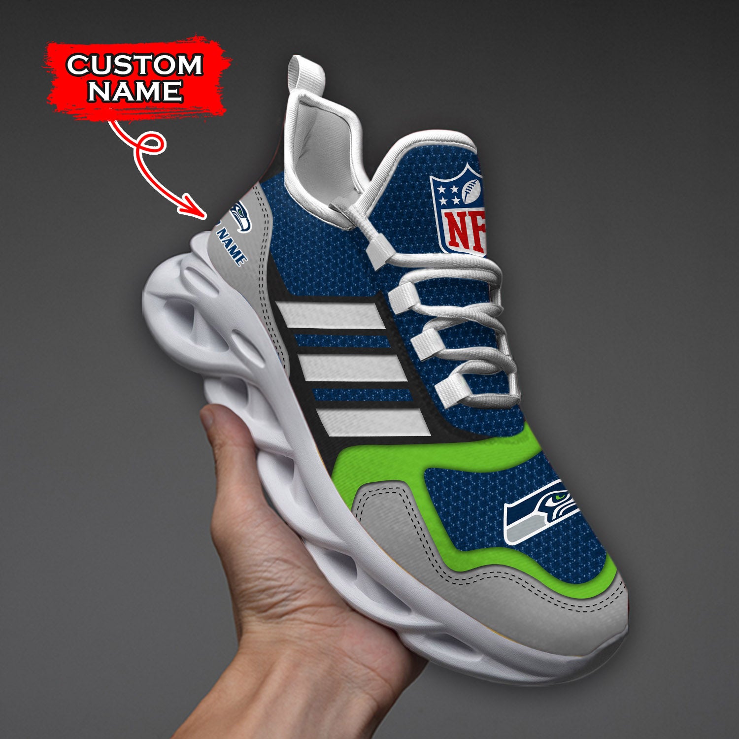 Ideafootwear Seattle Seahawks NFL Max Soul Shoes Sneakers For Men And Women