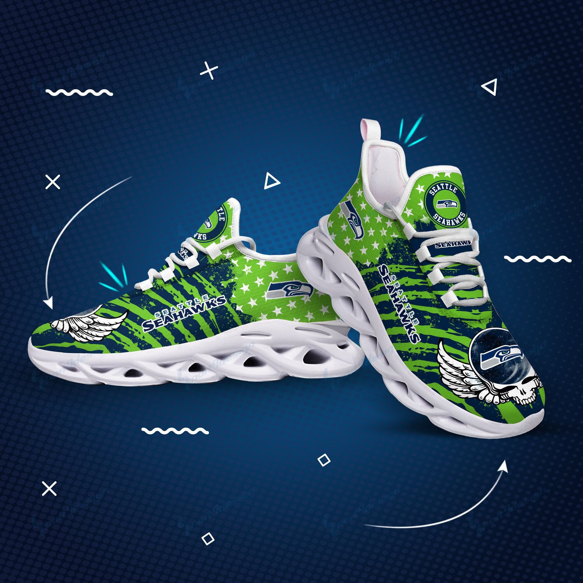 Ideafootwear Seattle Seahawks NFL Max Soul Shoes Sneakers For Men And Women