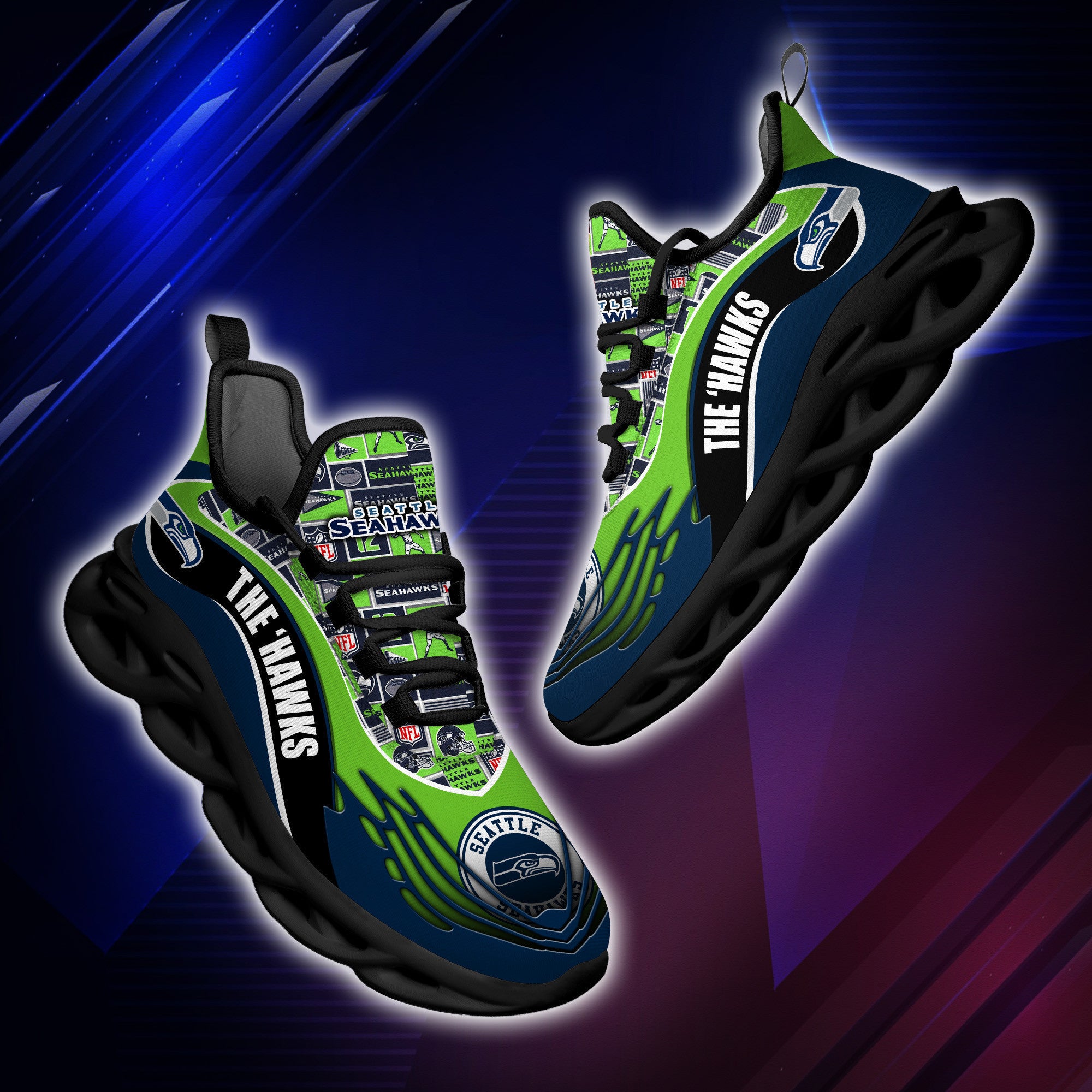 Ideafootwear Seattle Seahawks NFL Max Soul Shoes Sneakers For Men And Women