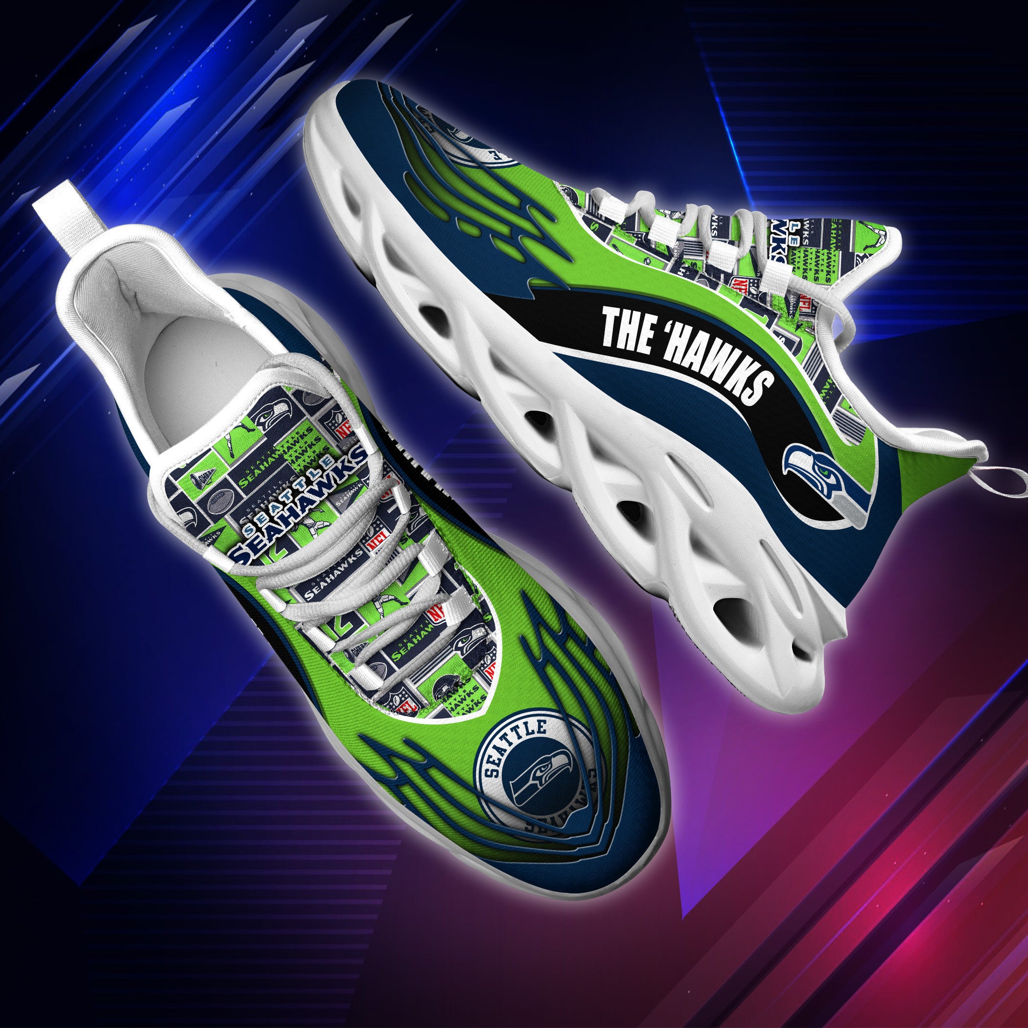 Ideafootwear Seattle Seahawks NFL Max Soul Shoes Sneakers For Men And Women