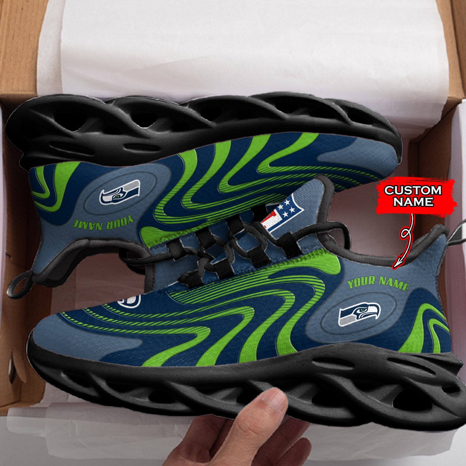 Ideafootwear Seattle Seahawks NFL Max Soul Shoes Sneakers For Men And Women