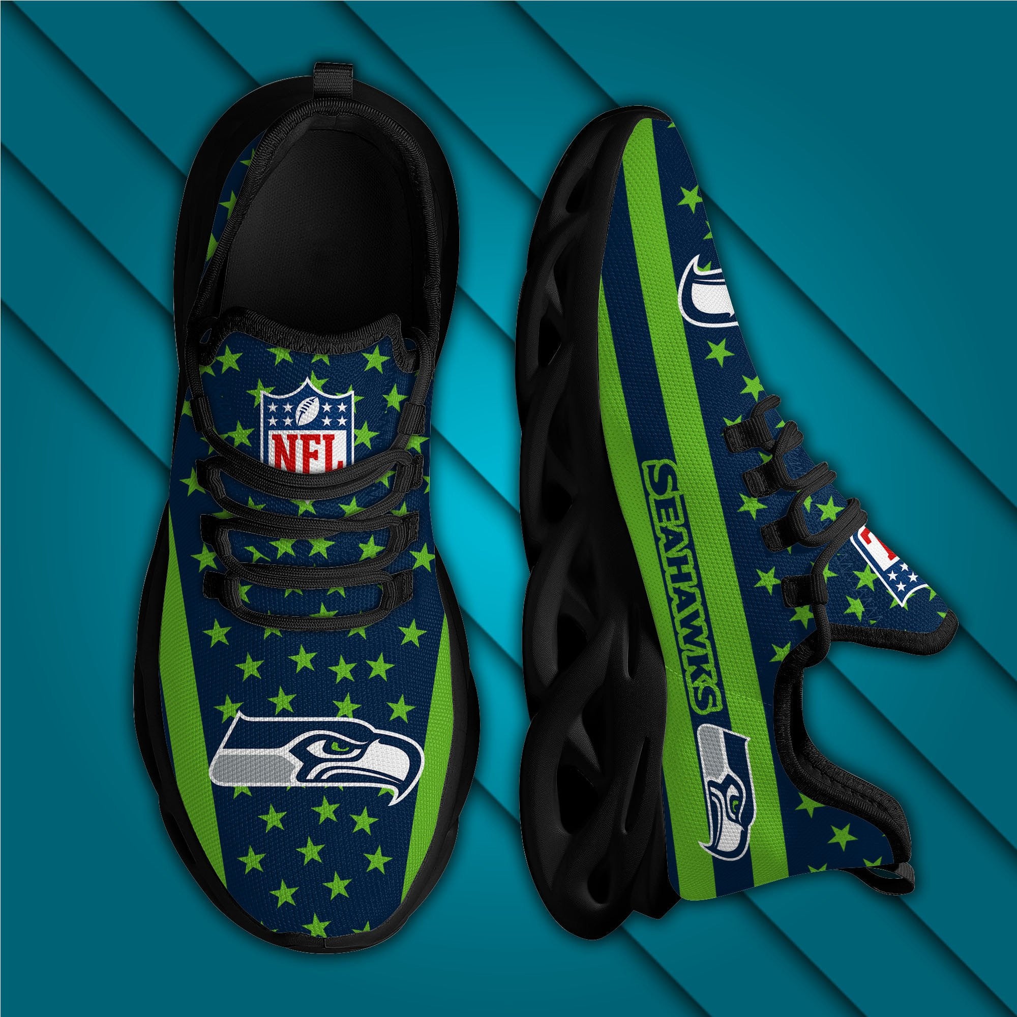 Ideafootwear Seattle Seahawks NFL Max Soul Shoes Sneakers For Men And Women