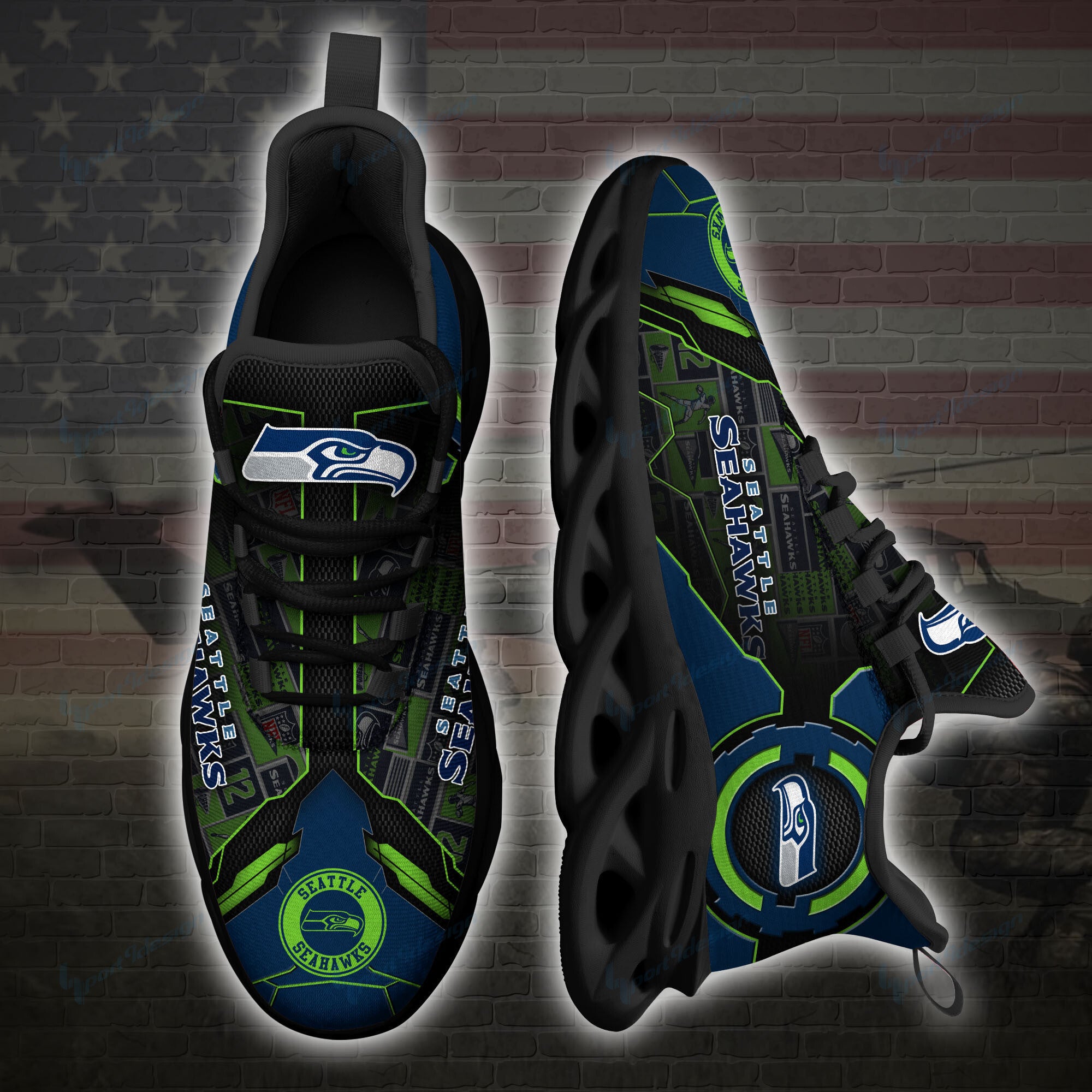 Ideafootwear Seattle Seahawks NFL Max Soul Shoes Sneakers For Men And Women