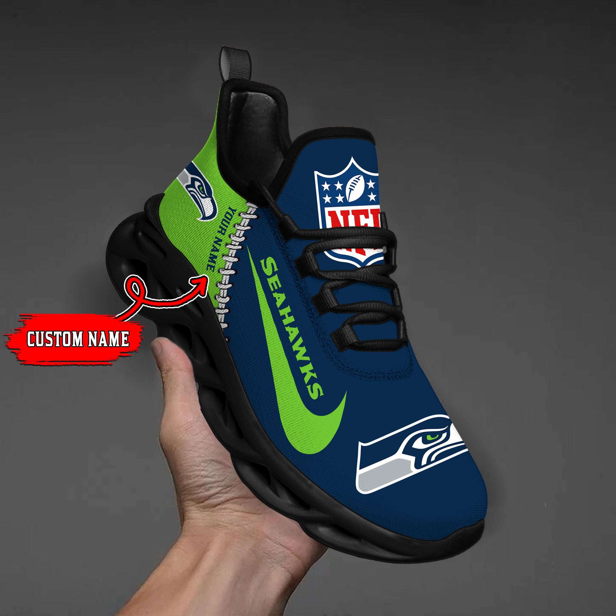 Ideafootwear Seattle Seahawks NFL Max Soul Shoes Sneakers For Men And Women