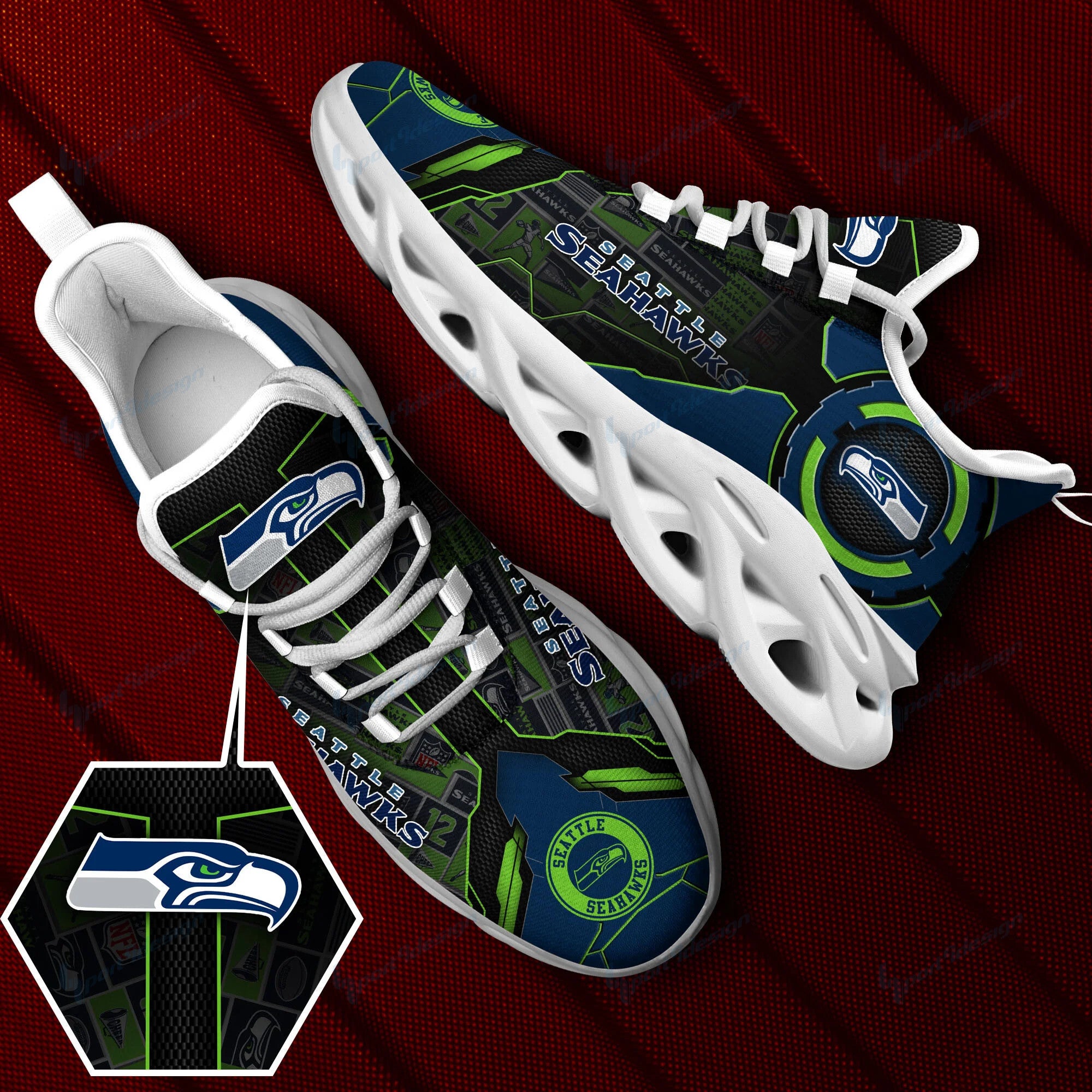 Ideafootwear Seattle Seahawks NFL Max Soul Shoes Sneakers For Men And Women