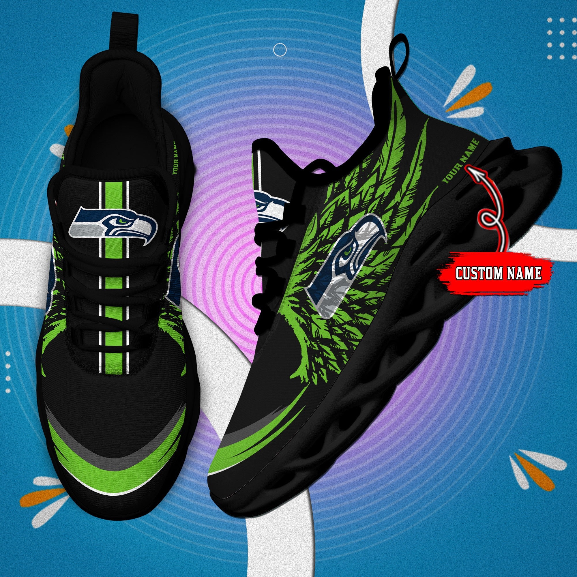 Ideafootwear Seattle Seahawks NFL Max Soul Shoes Sneakers For Men And Women
