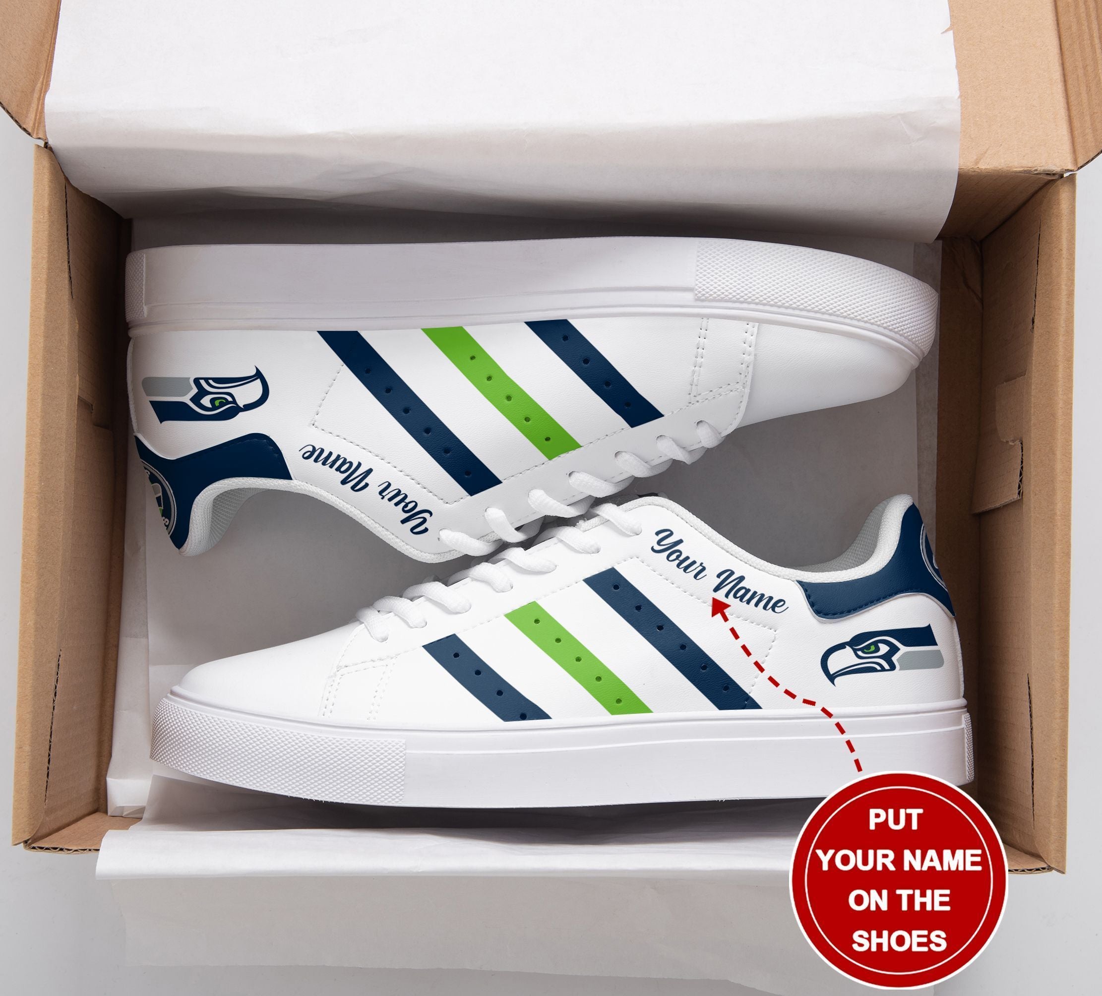 Ideafootwear Seattle Seahawks Skate Stan Shoes Sneakes For Men And Women