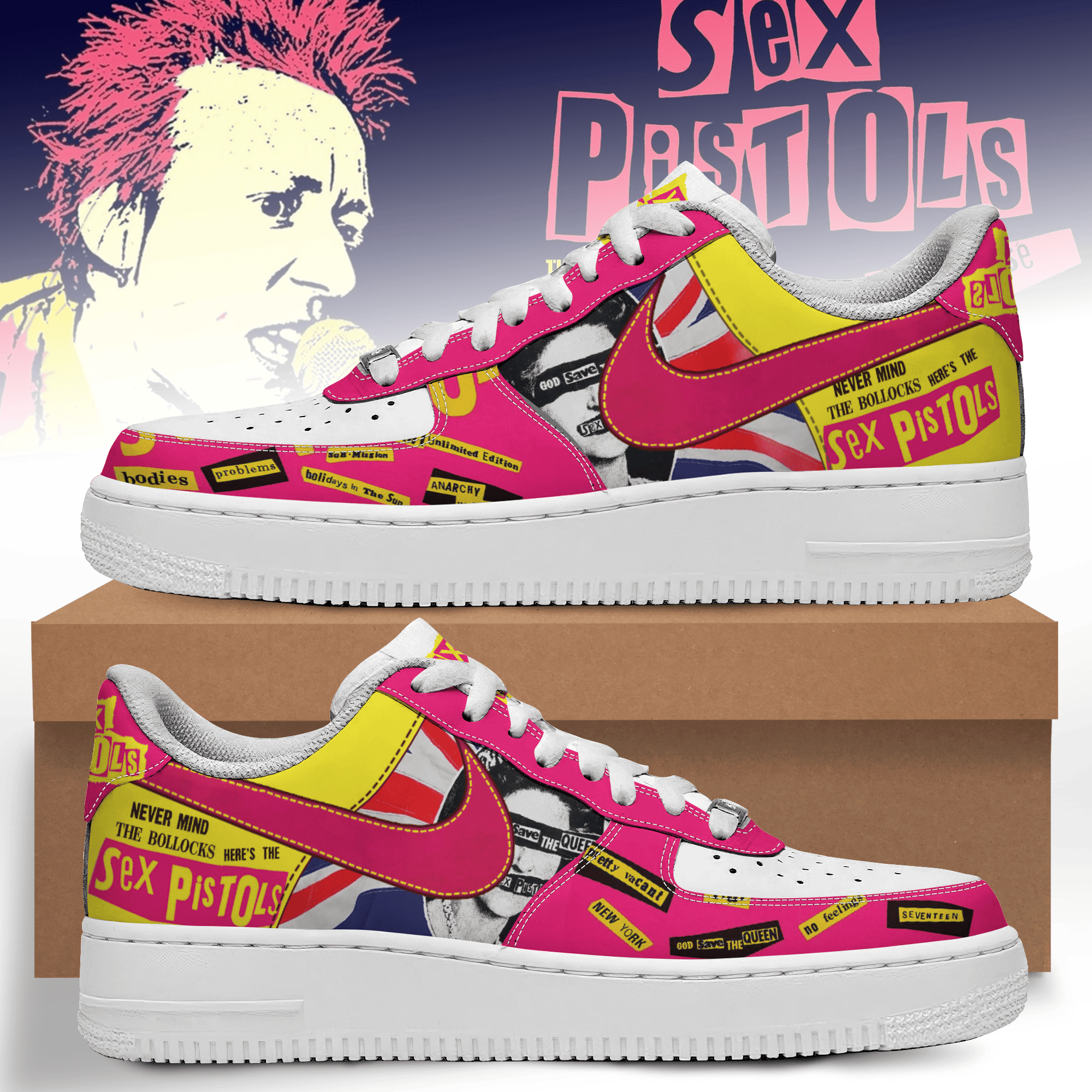 Ideafootwear Sex Pistols Air Low-Top Sneakers Shoes For Men And Women