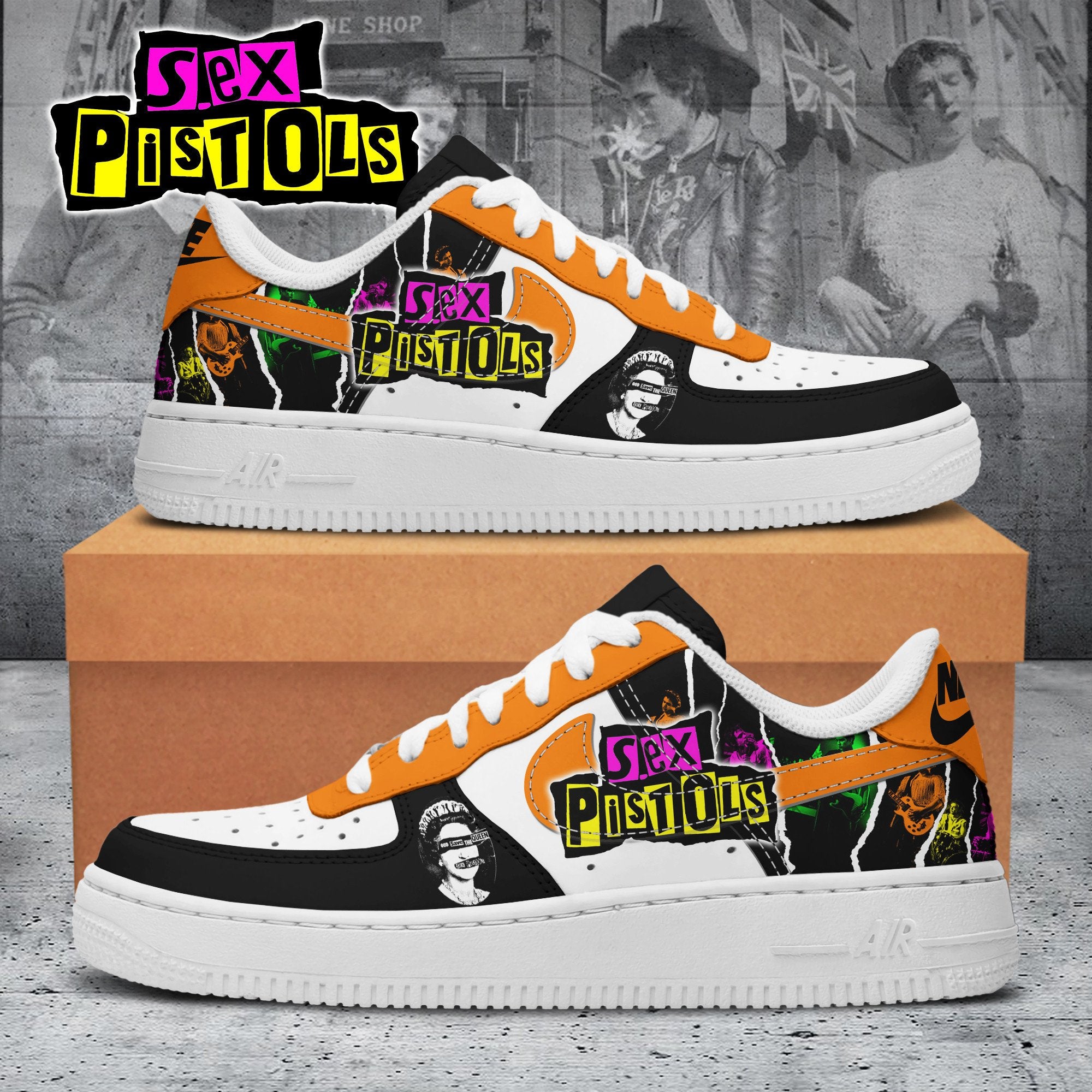 Ideafootwear Sex Pistols Air Low-Top Sneakers Shoes For Men And Women