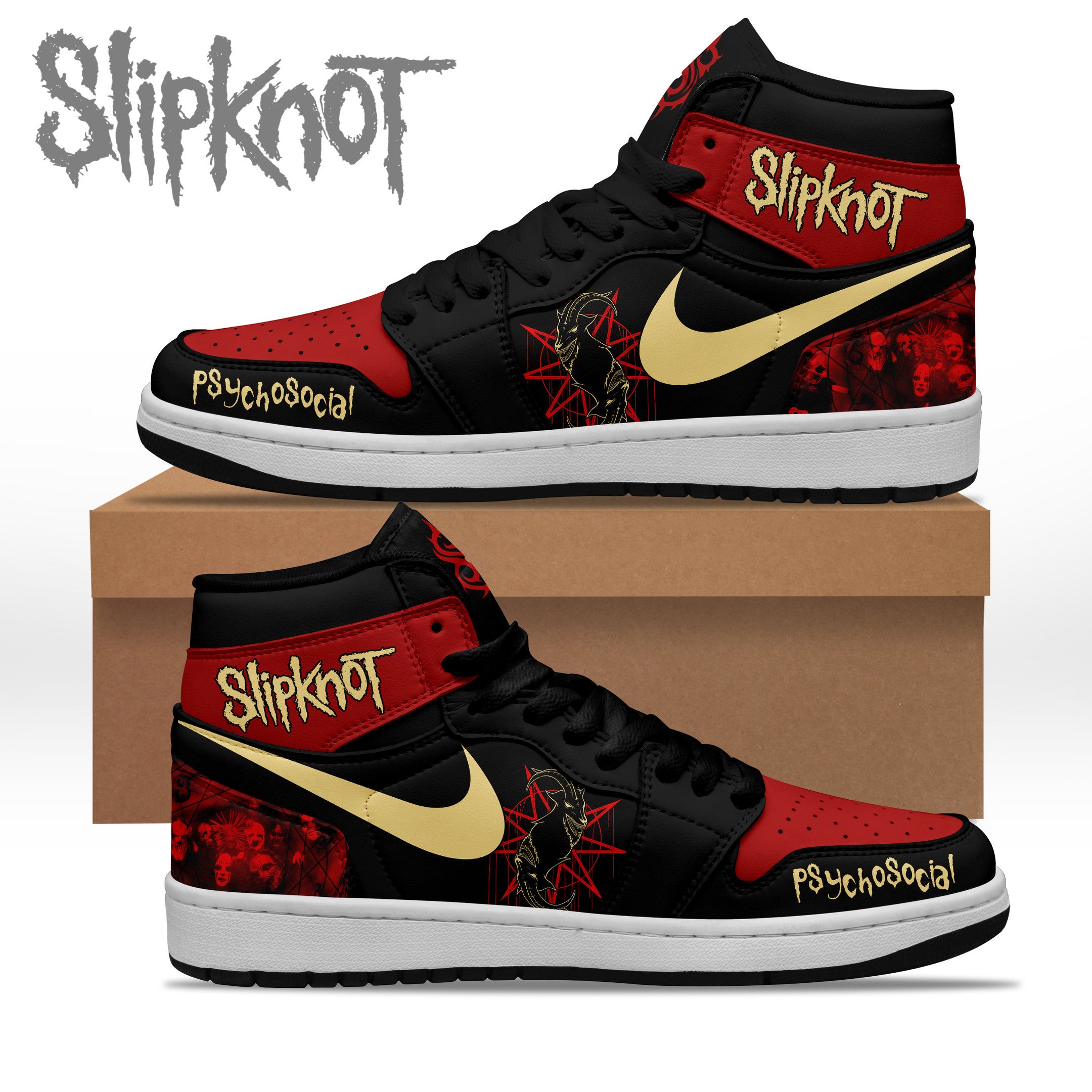 Ideafootwear Slipknot AJ1 High Sneakers Shoes For Men And Women