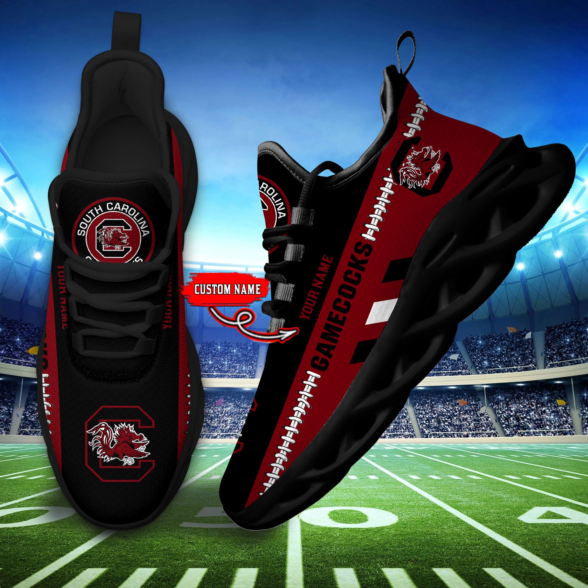 Ideafootwear South Carolina Gamecocks Max Soul Shoes Sneakers For Men And Women
