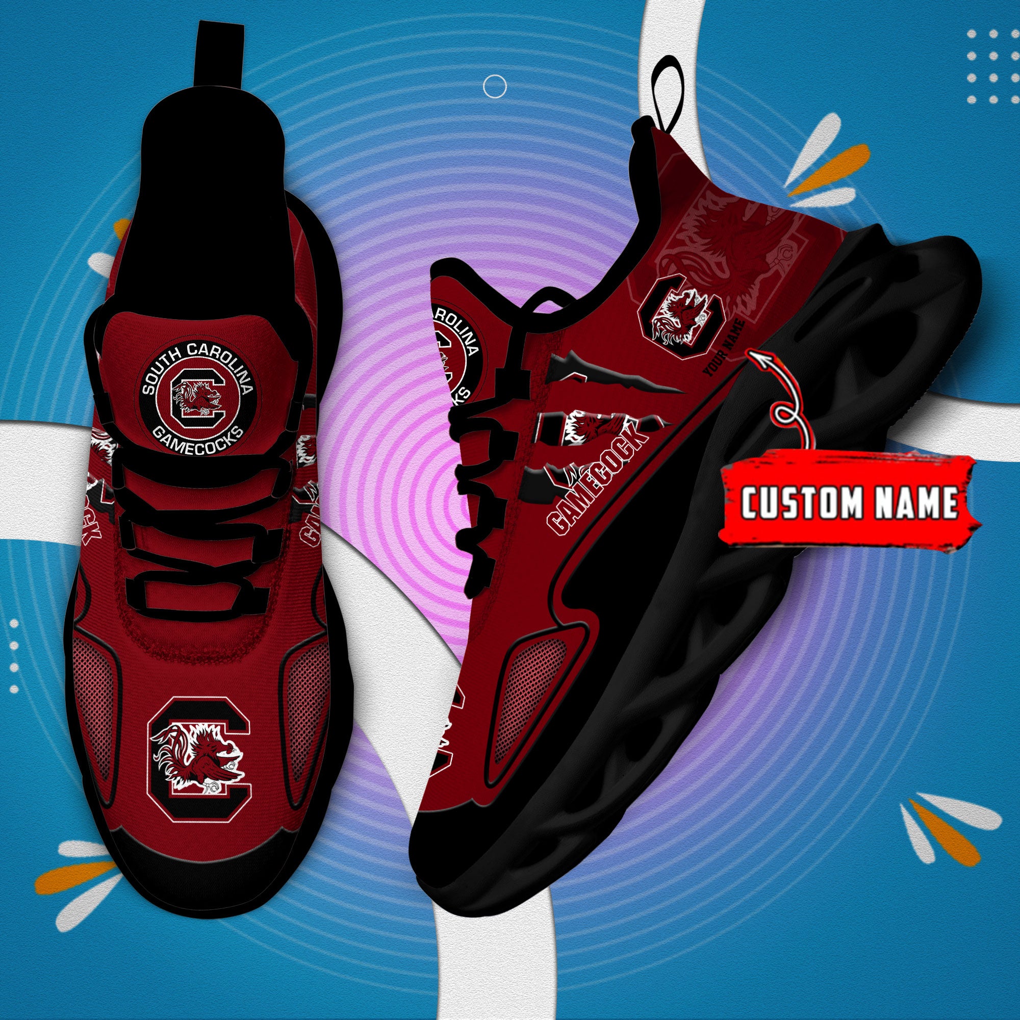 Ideafootwear South Carolina Gamecocks Max Soul Shoes Sneakers For Men And Women