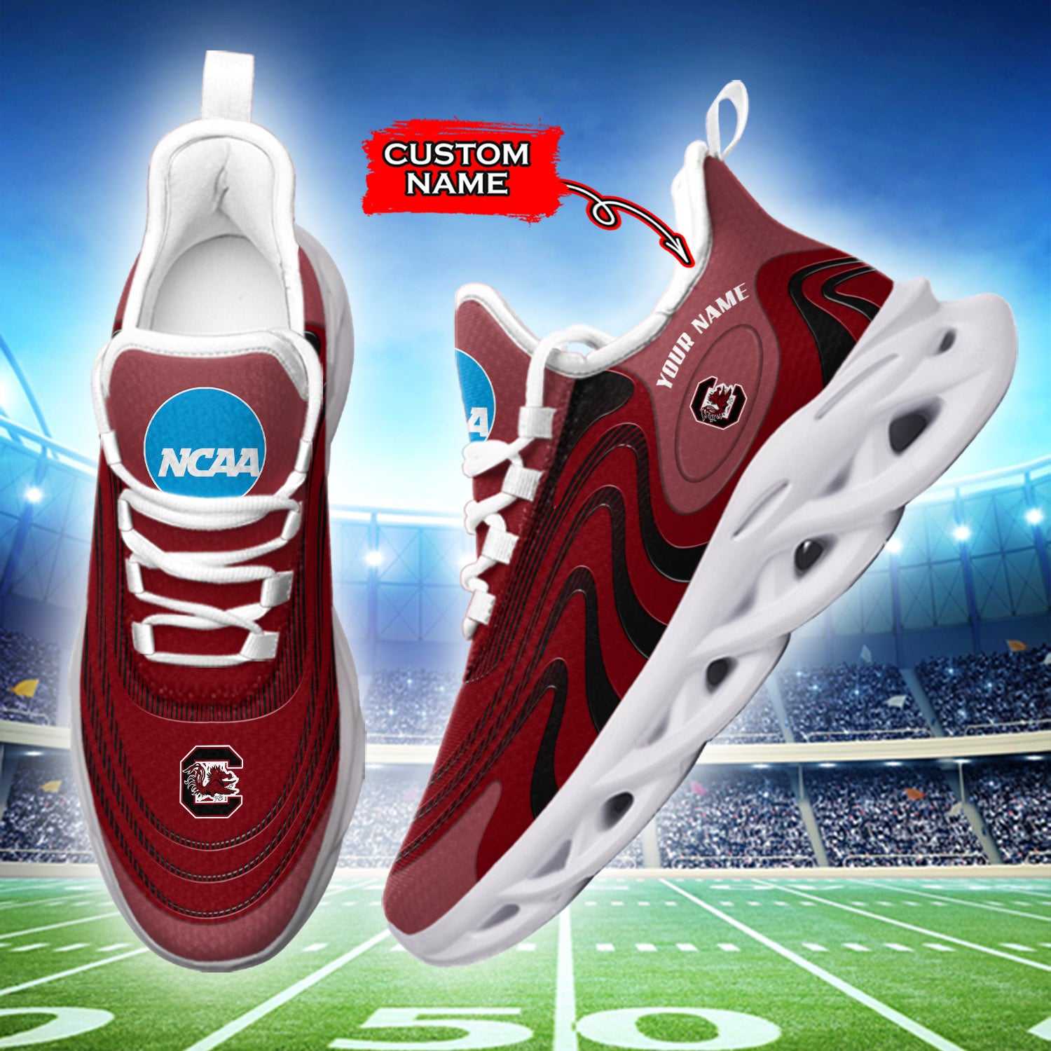 Ideafootwear South Carolina Gamecocks NCAA Max Soul Shoes Sneakers For Men And Women