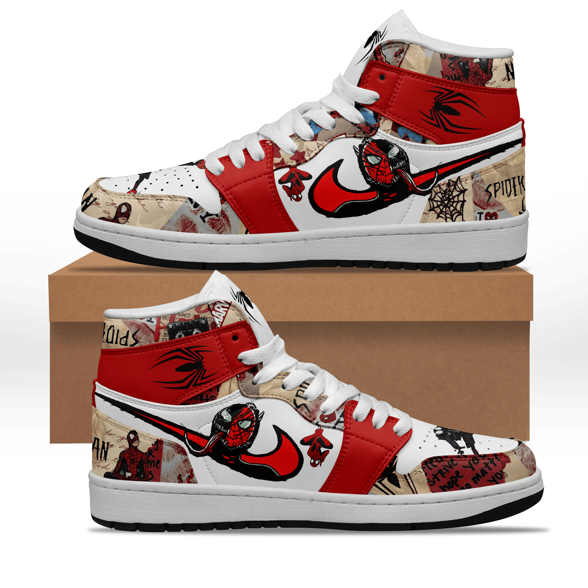 Ideafootwear Spider Man AJ1 High Sneakers Shoes For Men And Women