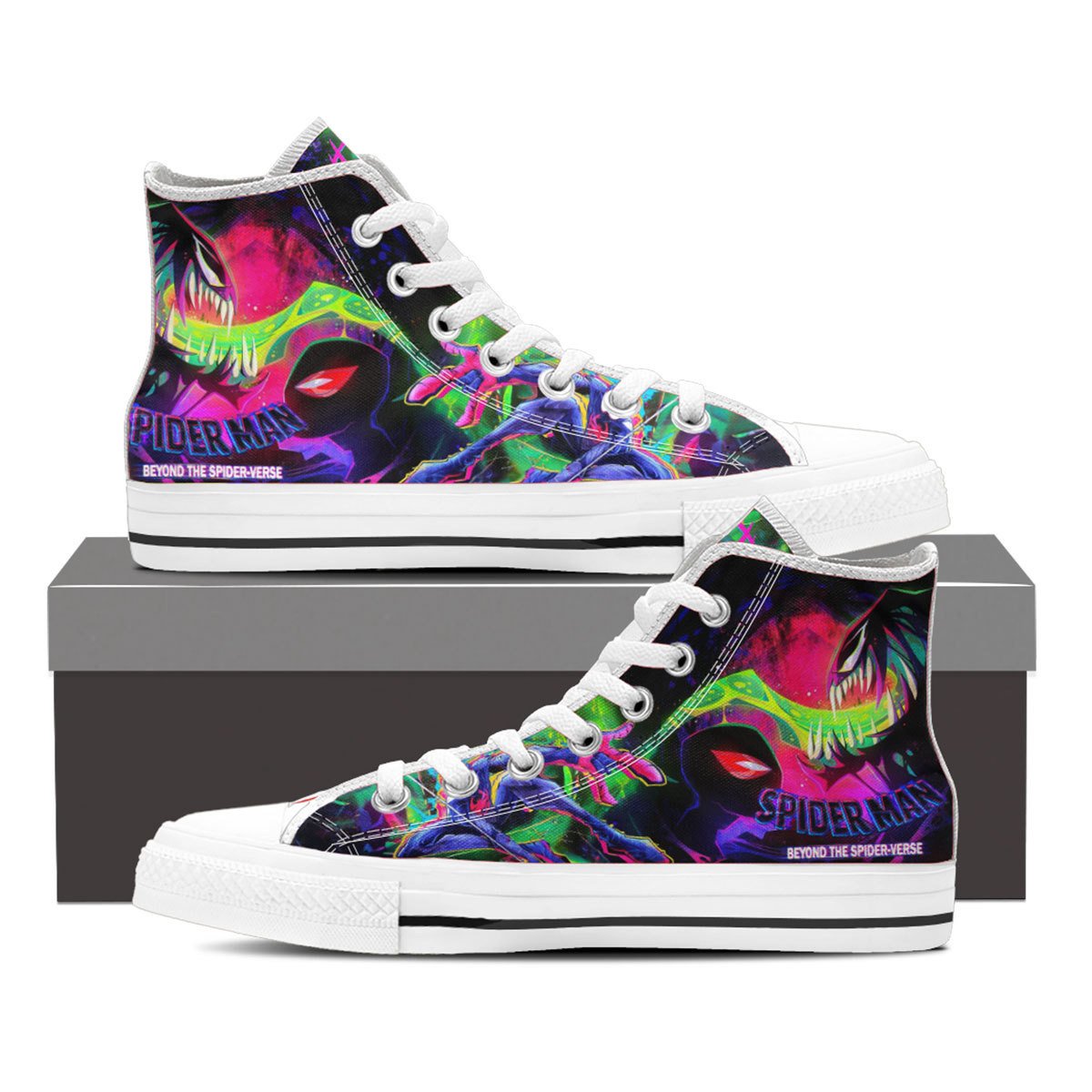 Ideafootwear Spider Man High Top Canvas Sneakers Shoes For Men And Women