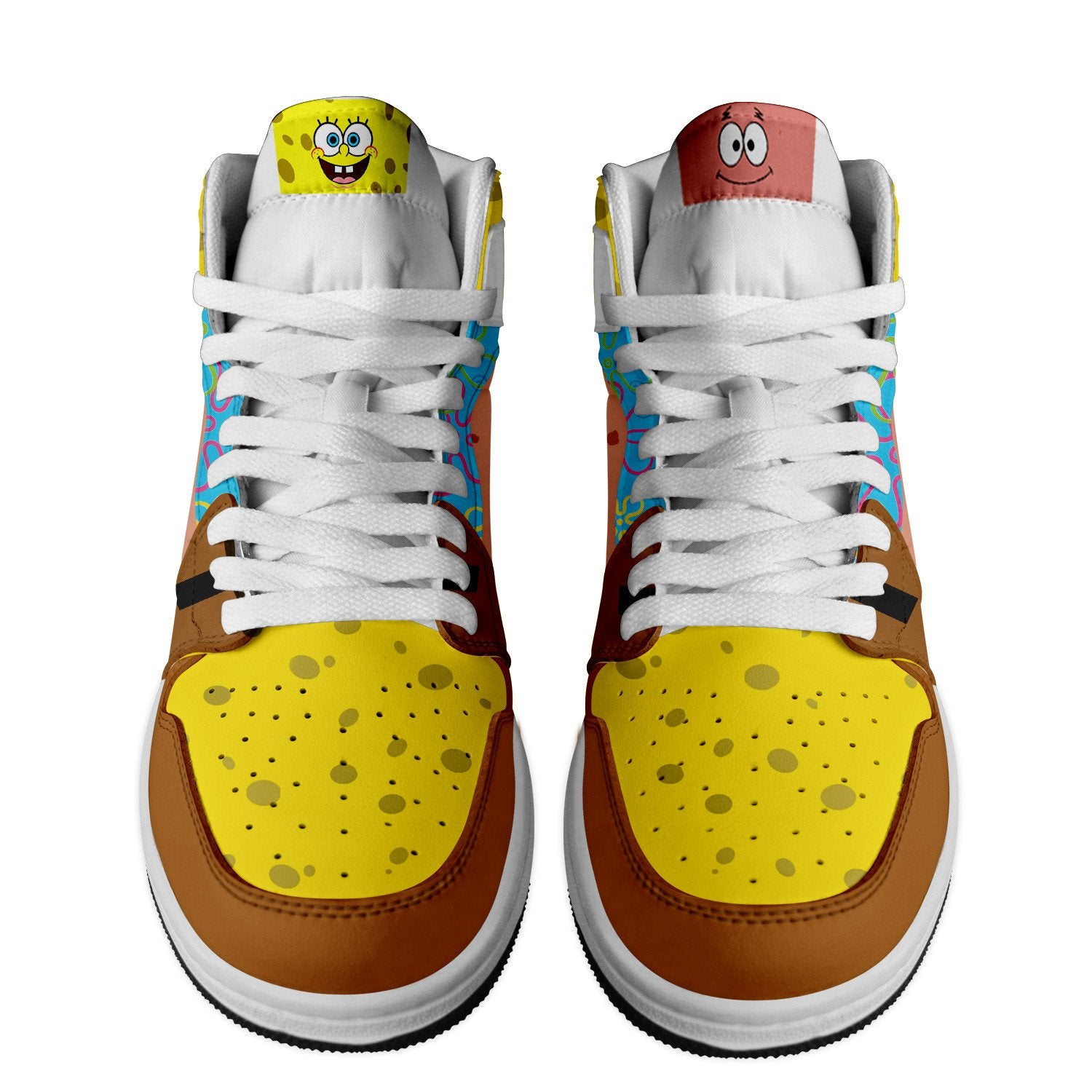 Ideafootwear SpongeBob SquarePants AJ1 High Sneakers Shoes For Men And Women