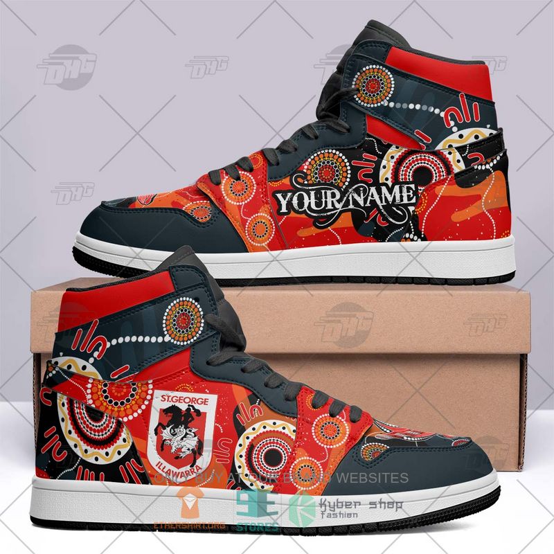 Ideafootwear St. George Illawarra Dragons NRL AJ1 High Sneakers Shoes For Men And Women