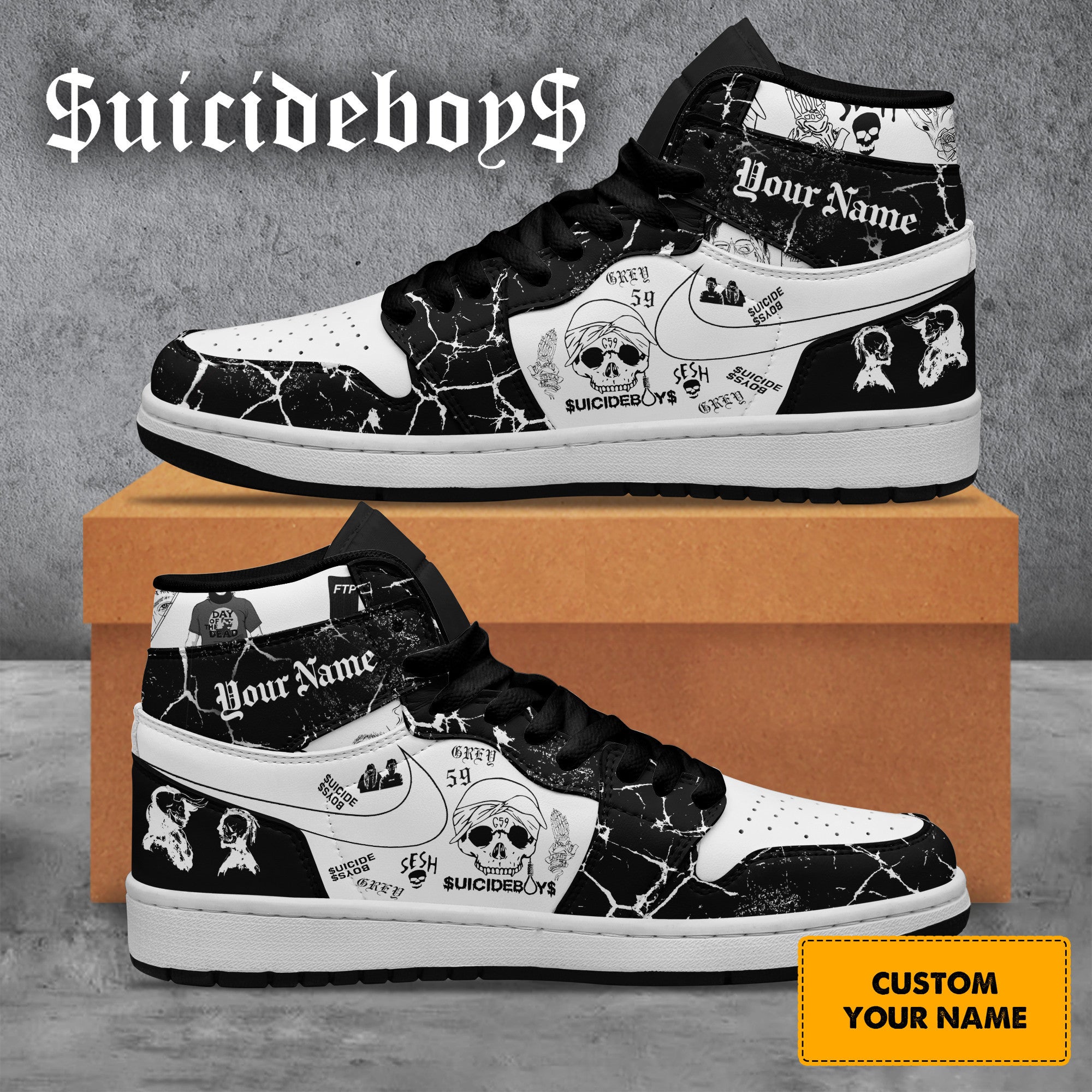 Ideafootwear Suicideboys AJ1 High Sneakers Shoes For Men And Women
