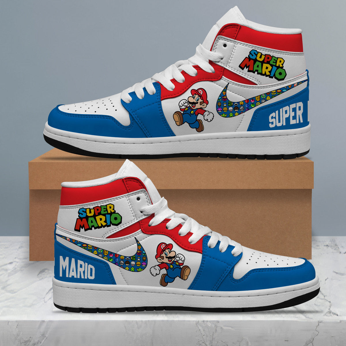 Ideafootwear Super Mario AJ1 High Sneakers Shoes For Men And Women