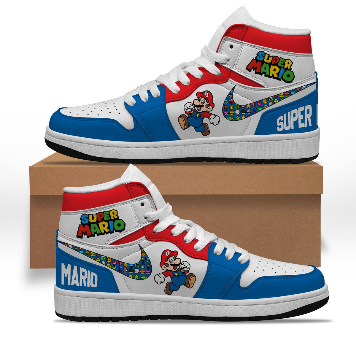 Ideafootwear Super Mario AJ1 High Sneakers Shoes For Men And Women
