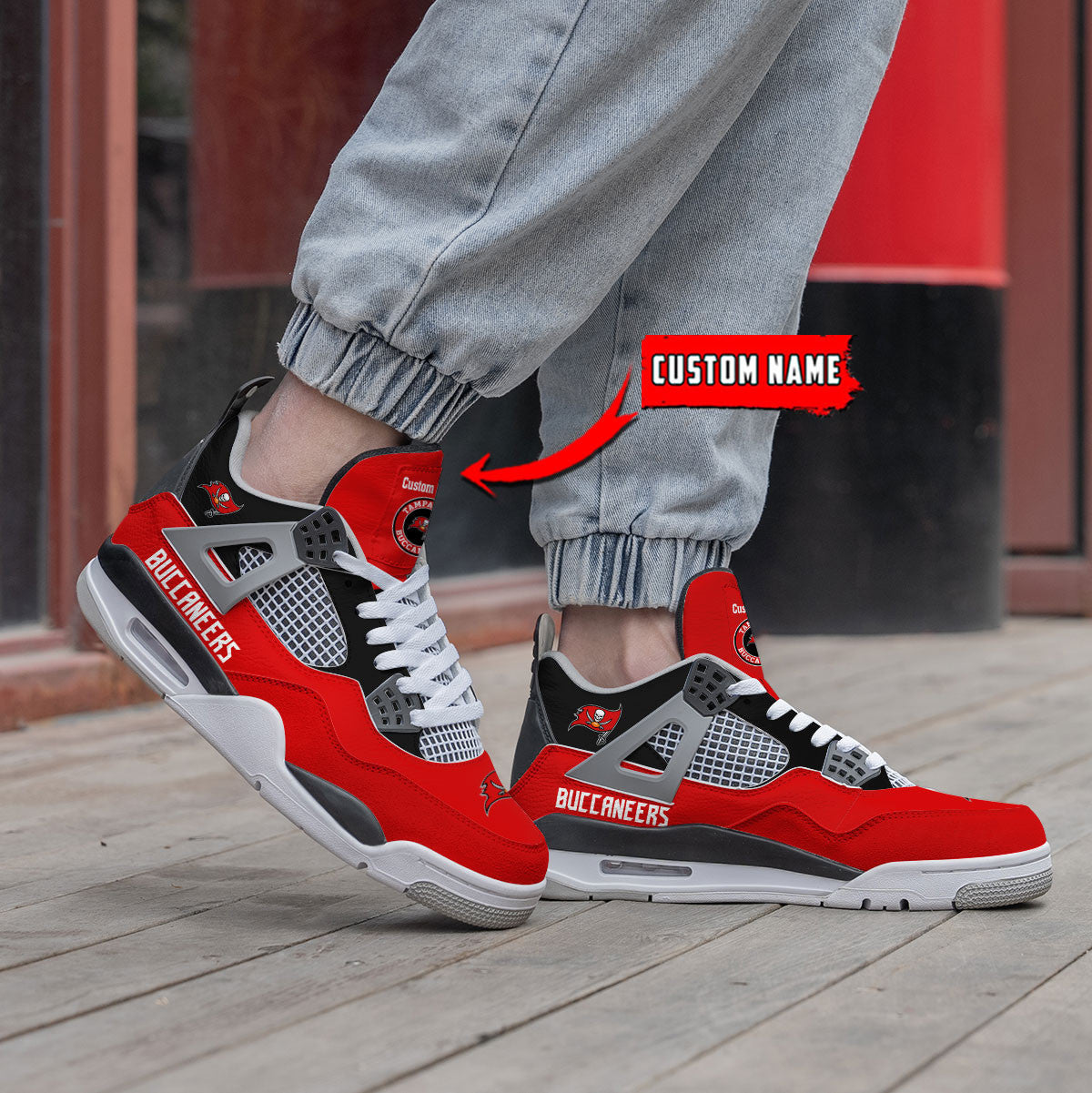 Ideafootwear Tampa Bay Buccaneers AJ4 Sneakers Shoes For Men And Women