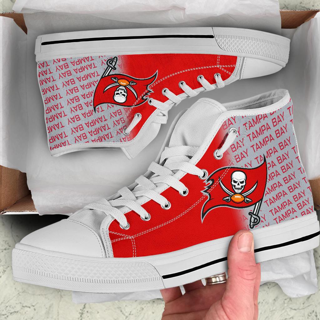 Ideafootwear Tampa Bay Buccaneers High Top Canvas Sneakers Shoes For Men And Women