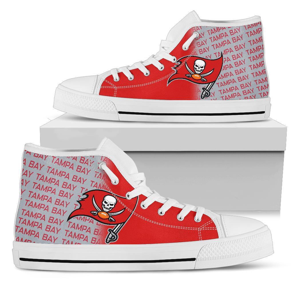 Ideafootwear Tampa Bay Buccaneers High Top Canvas Sneakers Shoes For Men And Women