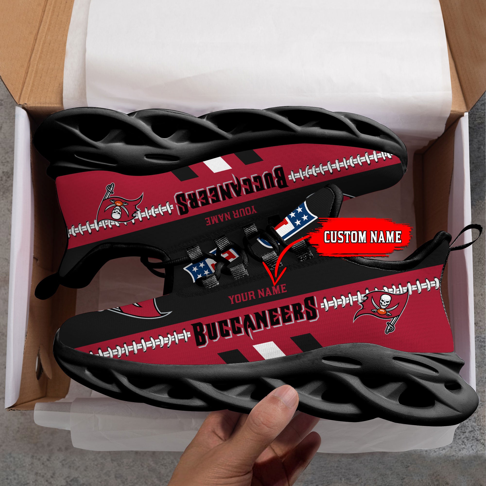 Ideafootwear Tampa Bay Buccaneers Max Soul Shoes Sneakers For Men And Women