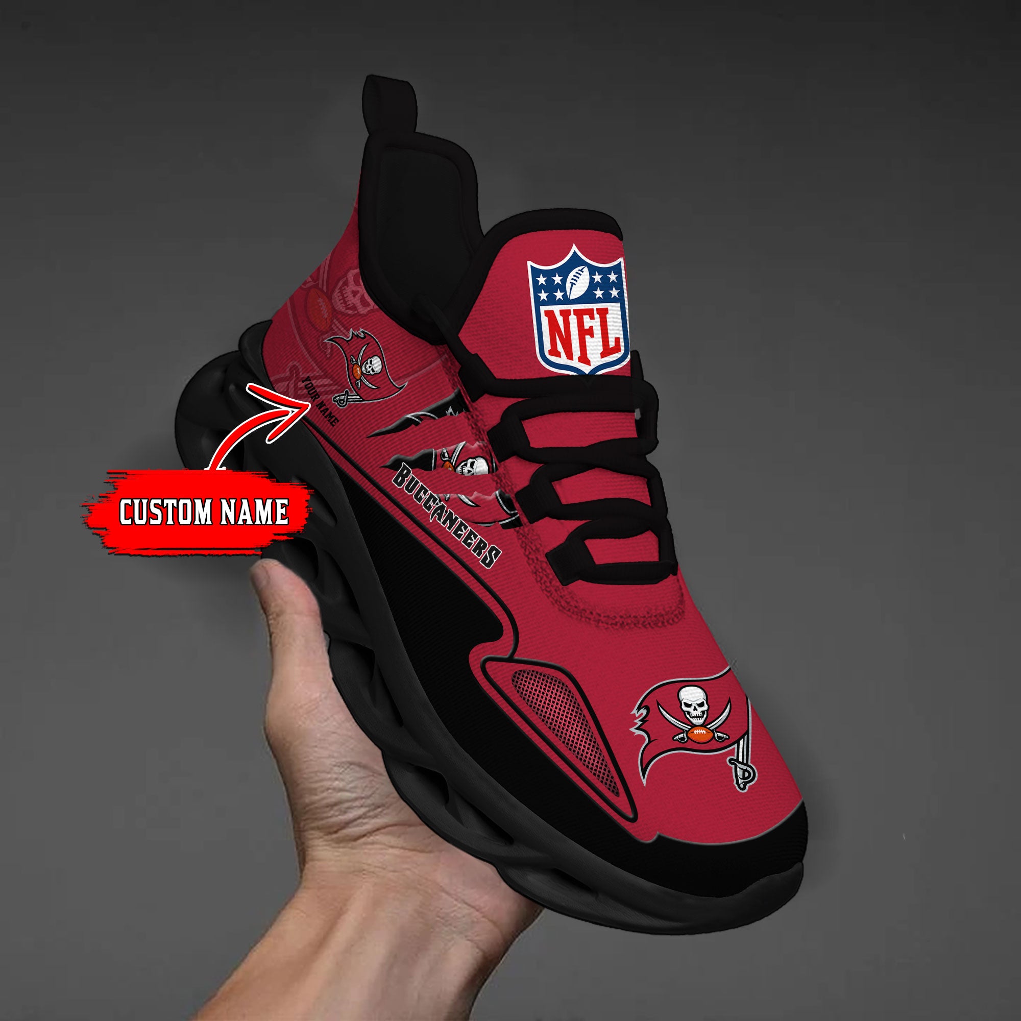 Ideafootwear Tampa Bay Buccaneers Max Soul Shoes Sneakers For Men And Women