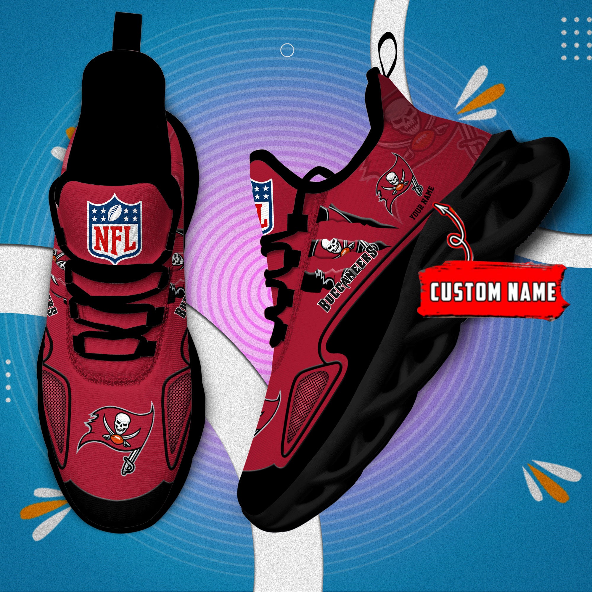 Ideafootwear Tampa Bay Buccaneers Max Soul Shoes Sneakers For Men And Women