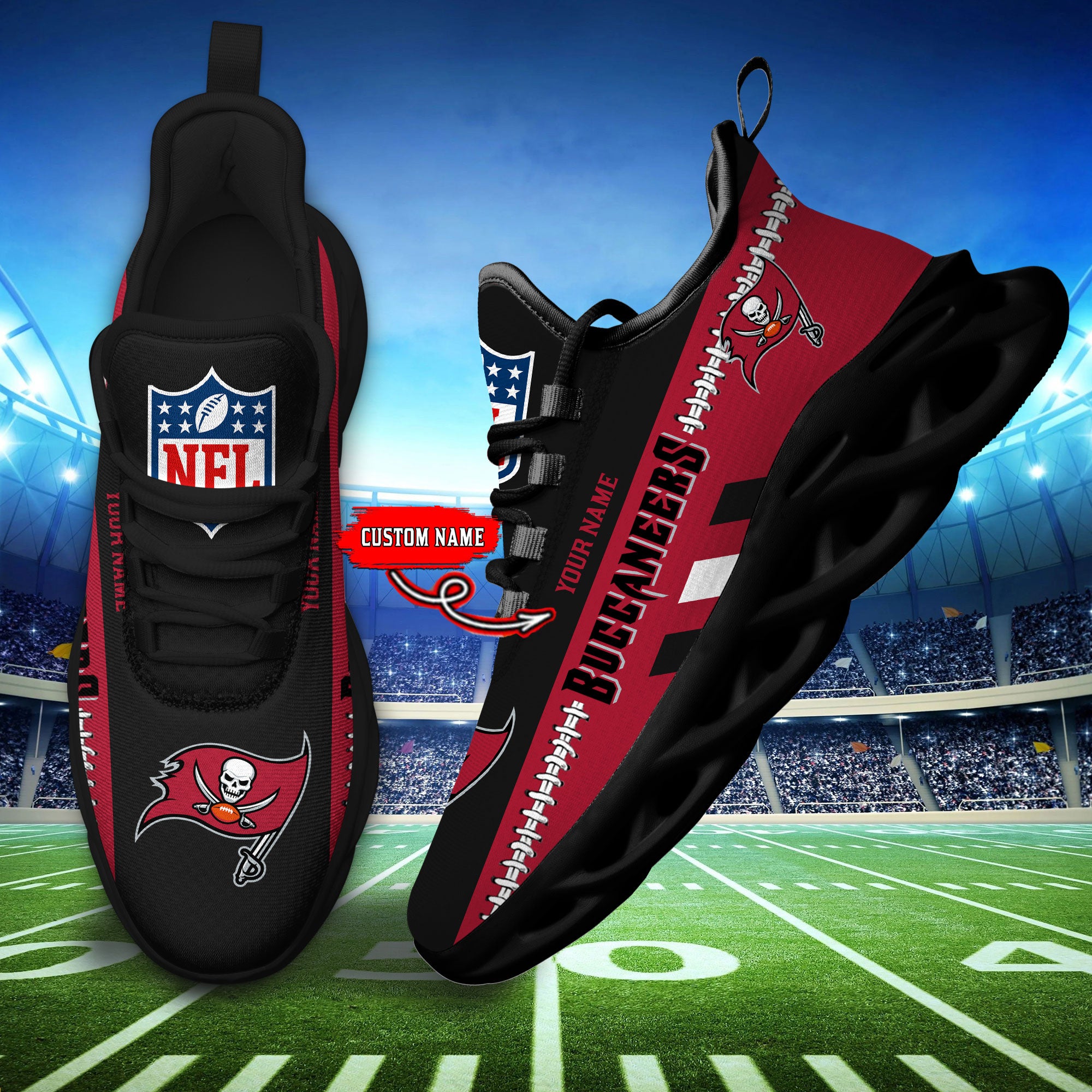 Ideafootwear Tampa Bay Buccaneers Max Soul Shoes Sneakers For Men And Women