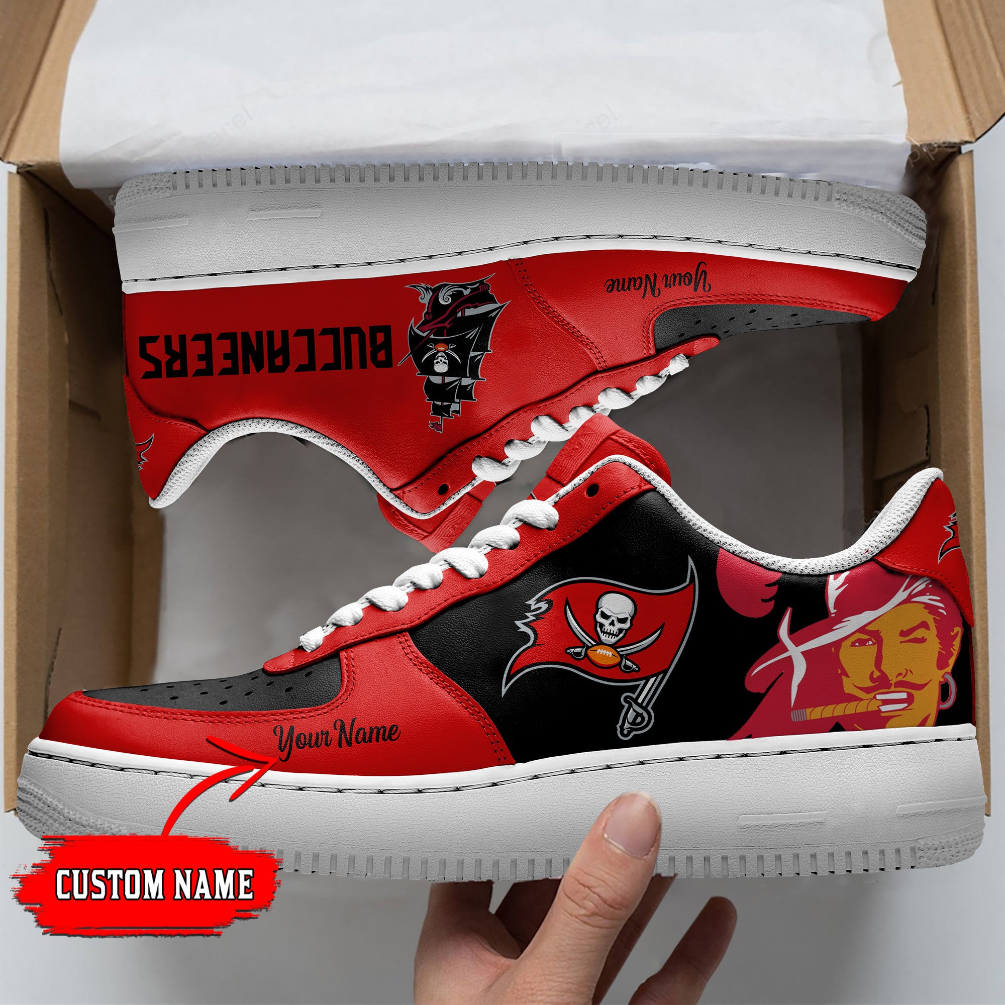 Ideafootwear Tampa Bay Buccaneers NFL Air Low-Top Sneakers Shoes For Men And Women