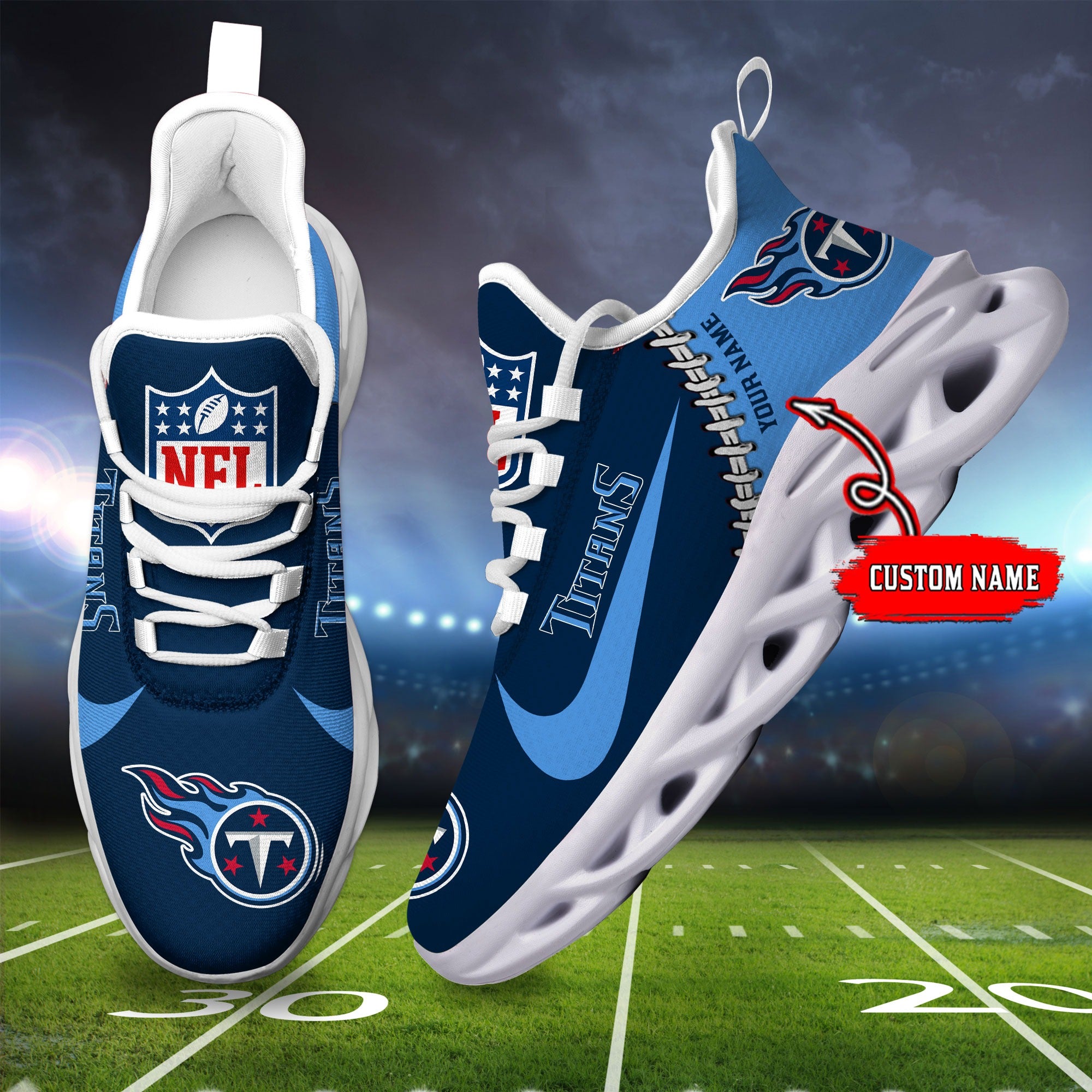 Ideafootwear Tennessee Titans NFL Max Soul Shoes Sneakers For Men And Women