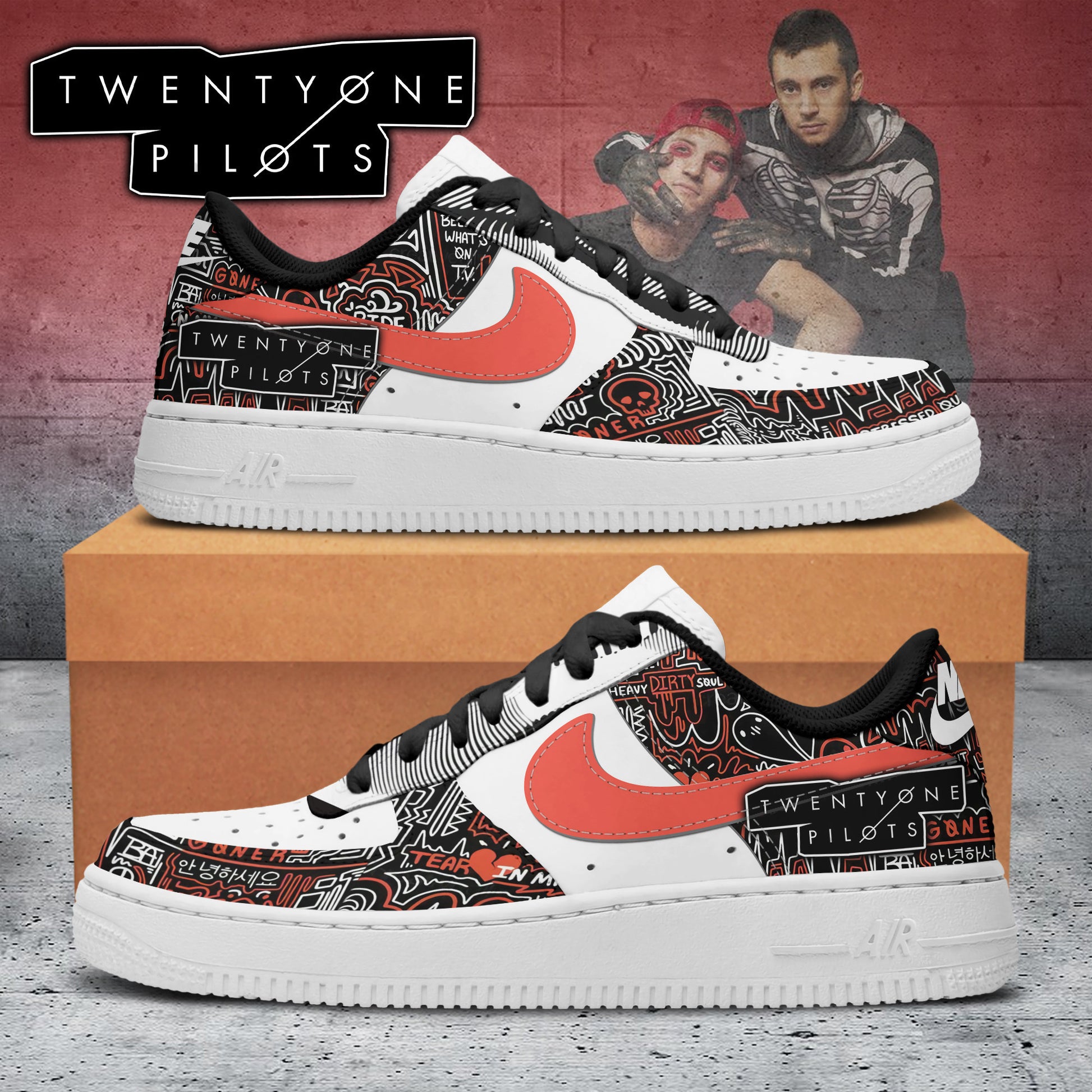 Ideafootwear Twenty One Pilots Air Low-Top Sneakers Shoes For Men And Women