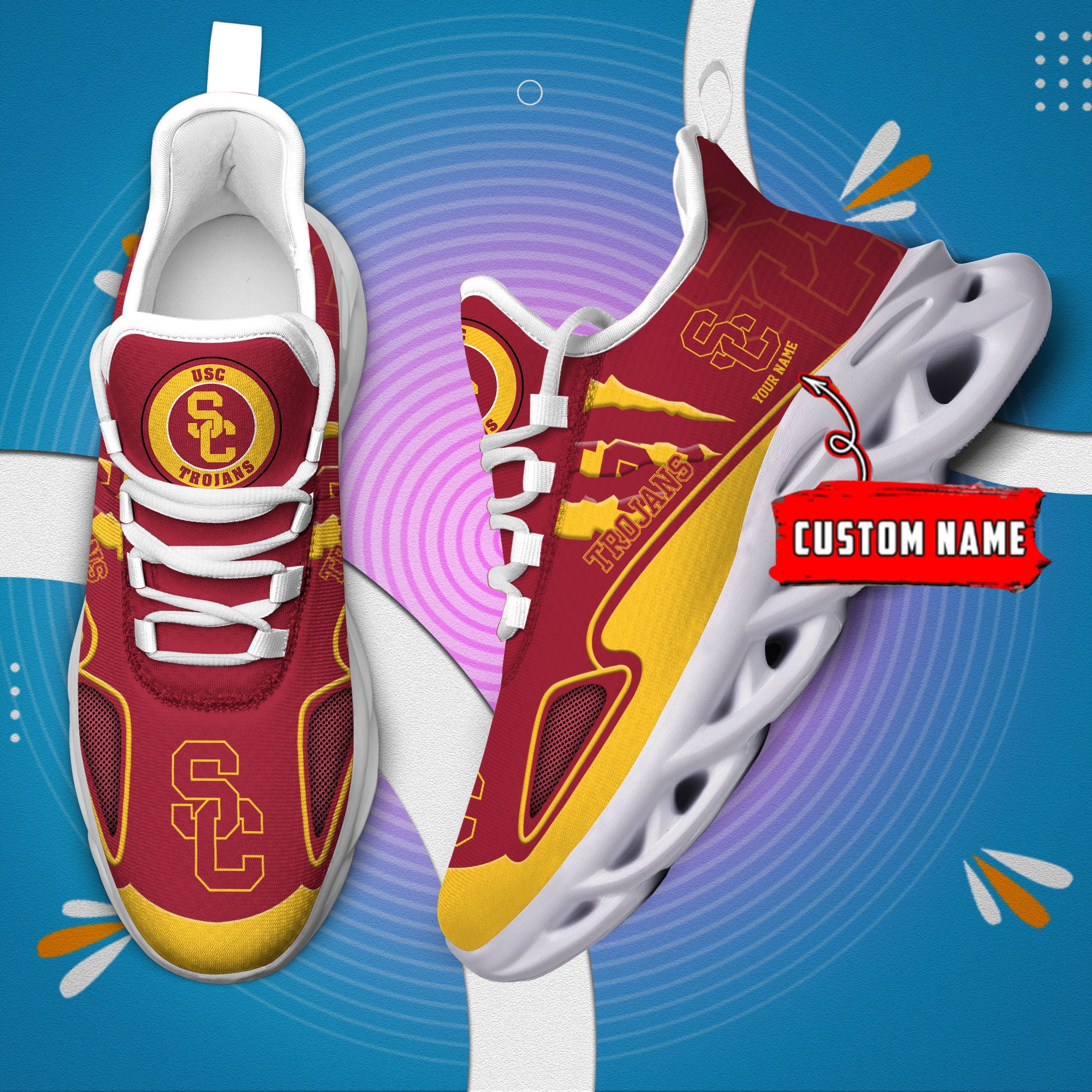 Ideafootwear USC Trojans Max Soul Shoes Sneakers For Men And Women