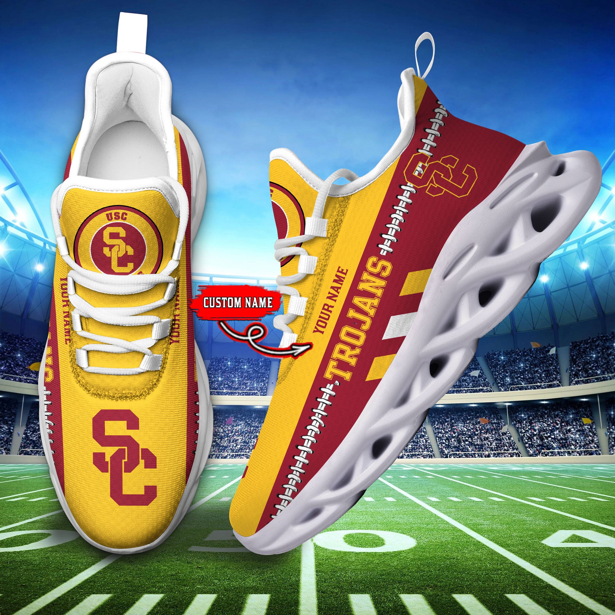 Ideafootwear USC Trojans Max Soul Shoes Sneakers For Men And Women