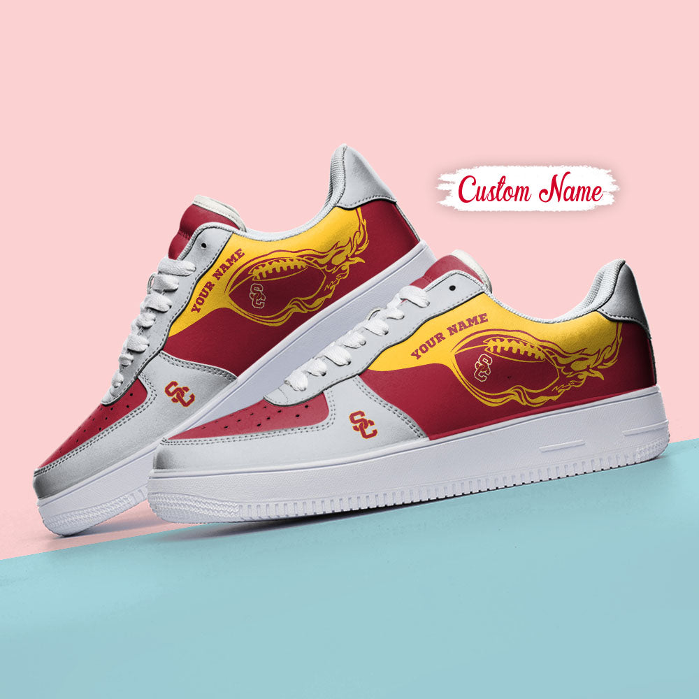 Ideafootwear USC Trojans NCAA Air Low-Top Sneakers Shoes For Men And Women