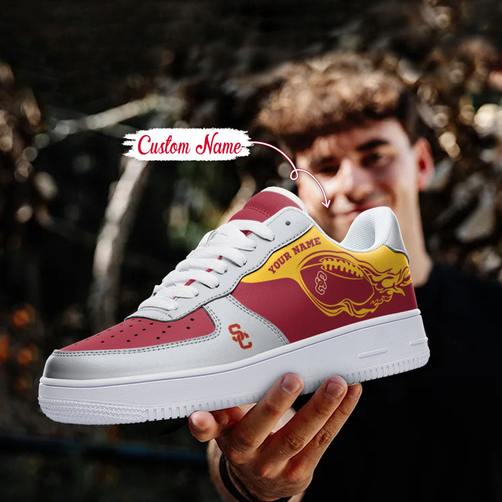 Ideafootwear USC Trojans NCAA Air Low-Top Sneakers Shoes For Men And Women